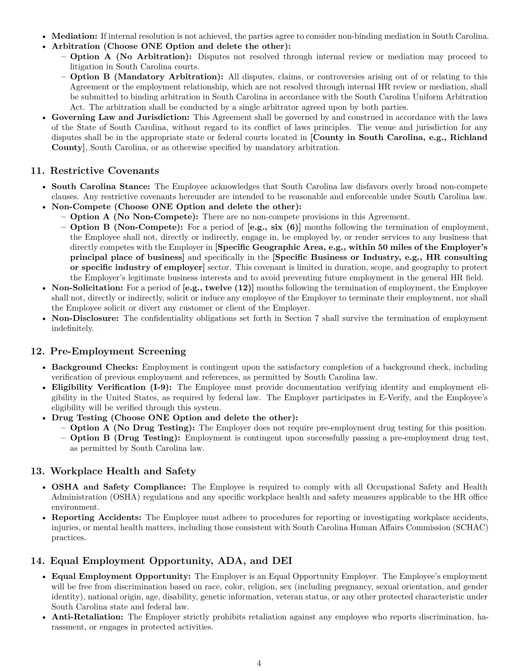 Preview page 4 of Pro South Carolina HR assistant employment contract template