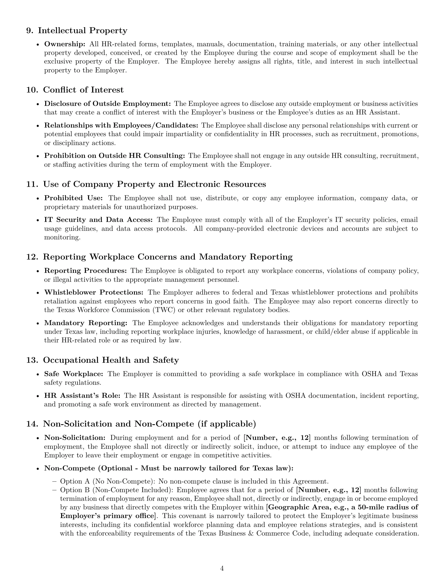 Preview page 4 of Pro Texas HR assistant employment contract template