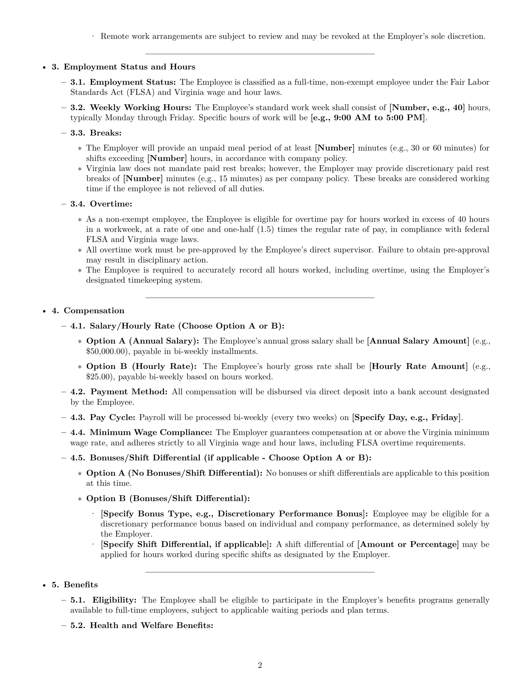 Preview page 2 of Pro Virginia HR assistant employment contract template