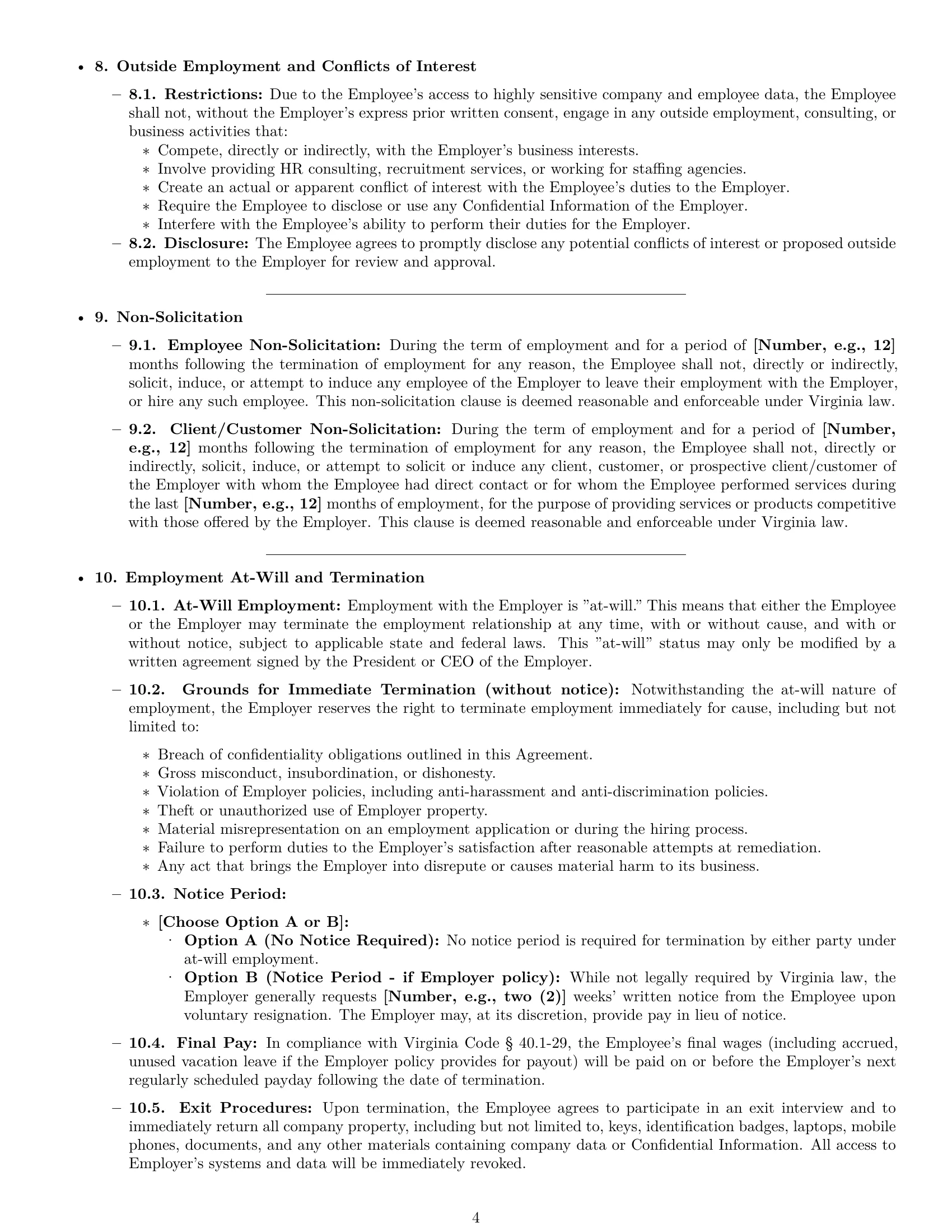 Preview page 4 of Pro Virginia HR assistant employment contract template