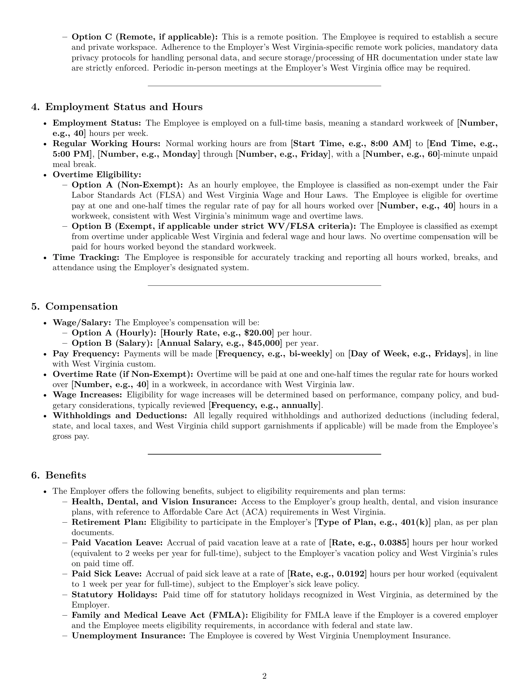 Preview page 2 of Pro West Virginia HR assistant employment contract template
