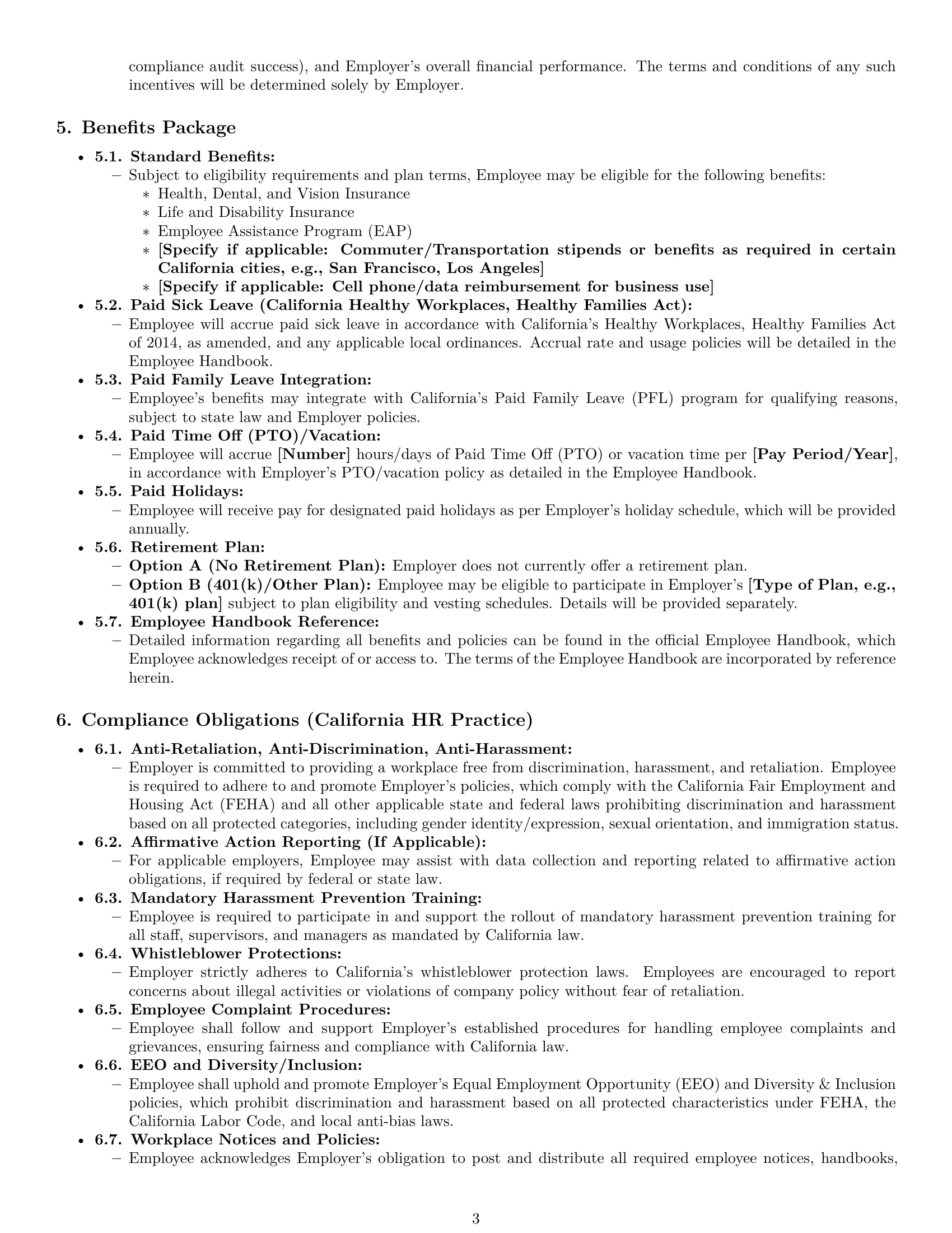 Preview page 3 of Pro California HR assistant employment contract template