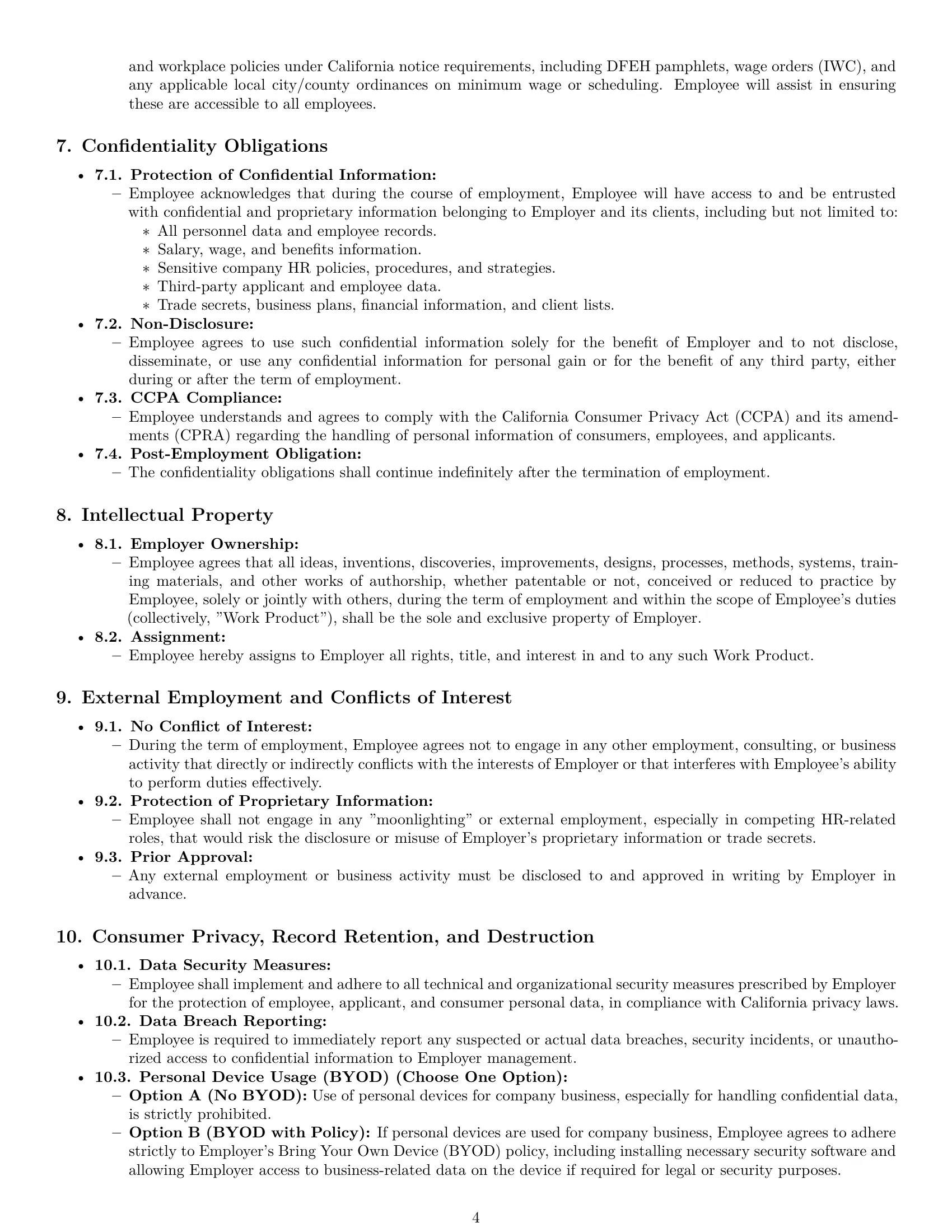 Preview page 4 of Pro California HR assistant employment contract template