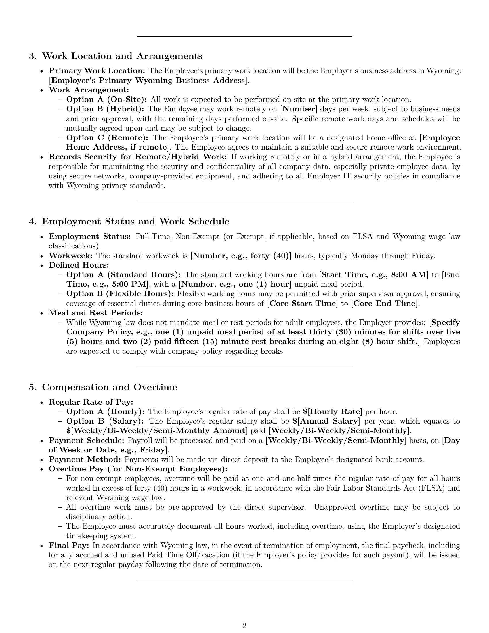Preview page 2 of Pro Wyoming HR assistant employment contract template