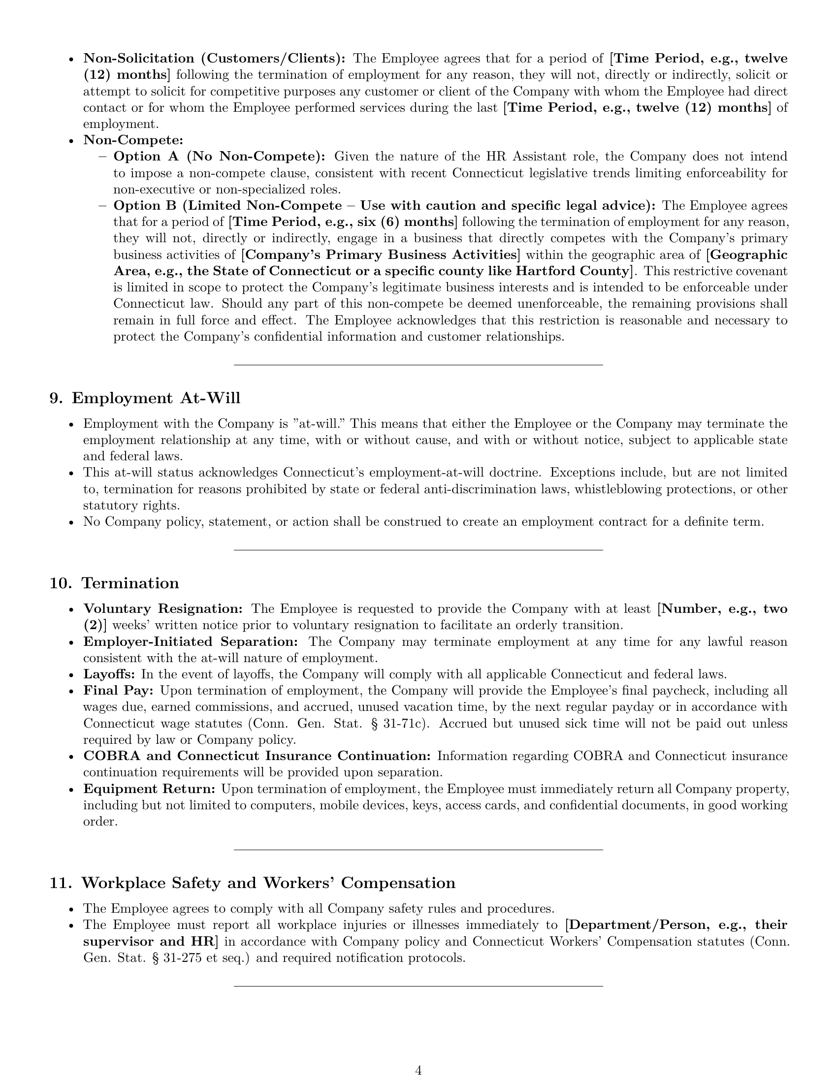Preview page 4 of Pro Connecticut HR assistant employment contract template
