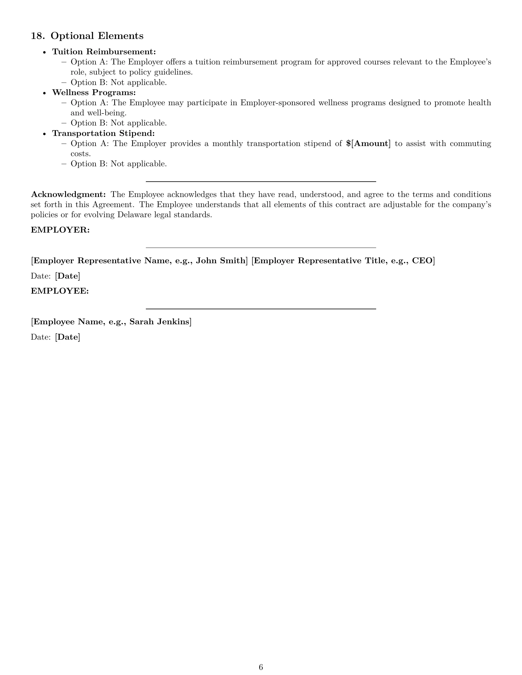 Preview page 6 of Pro Delaware HR assistant employment contract template