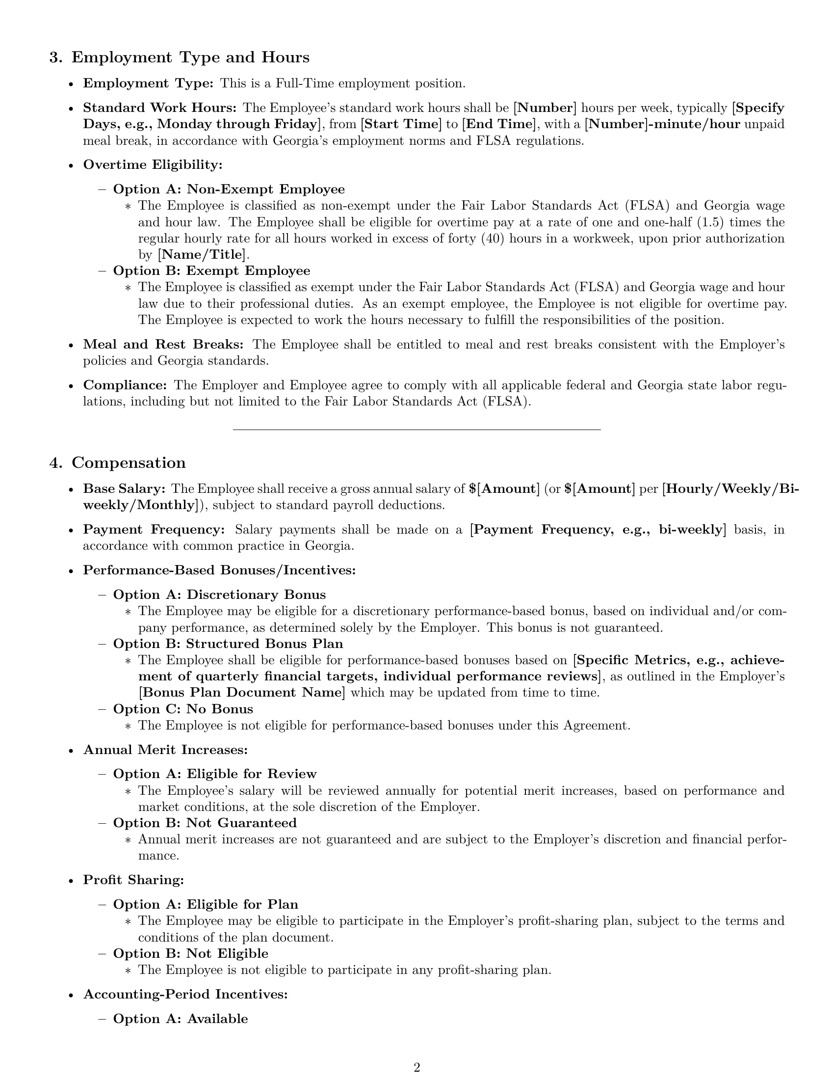 Preview page 2 of Pro Georgia accountant employment contract template