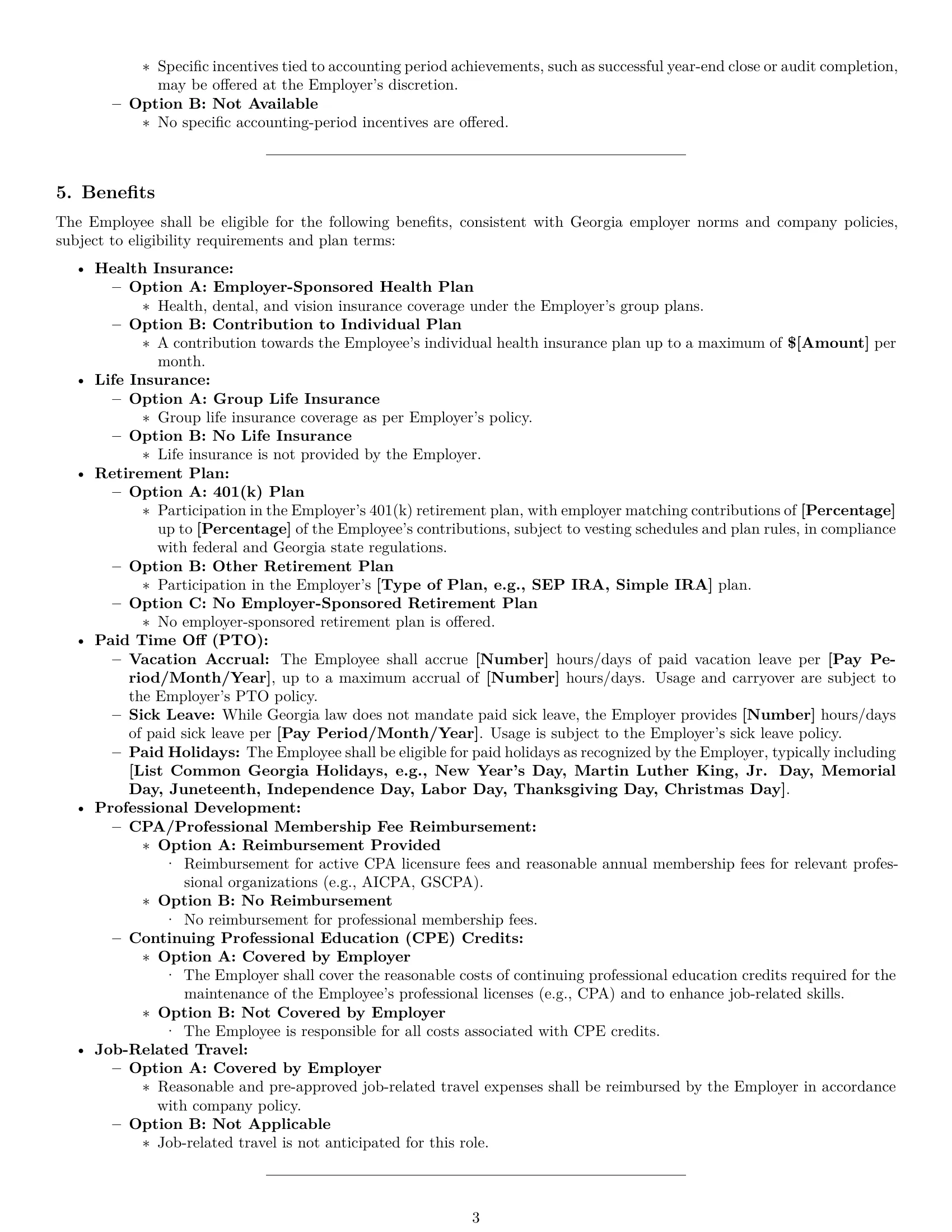 Preview page 3 of Pro Georgia accountant employment contract template