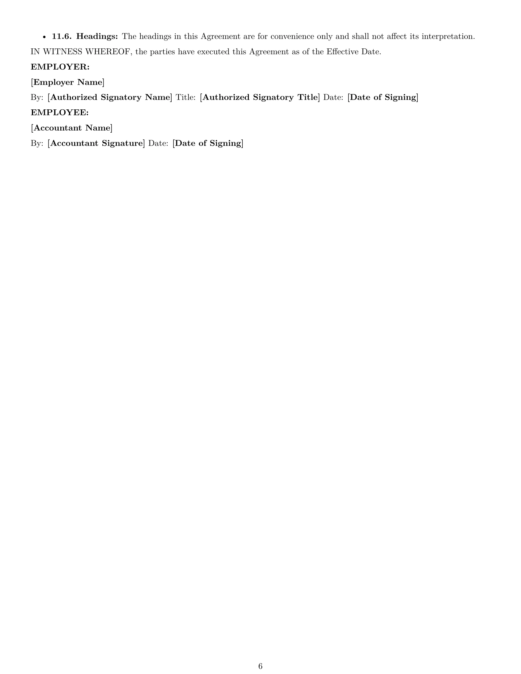 Preview page 6 of Pro Hawaii accountant employment contract template