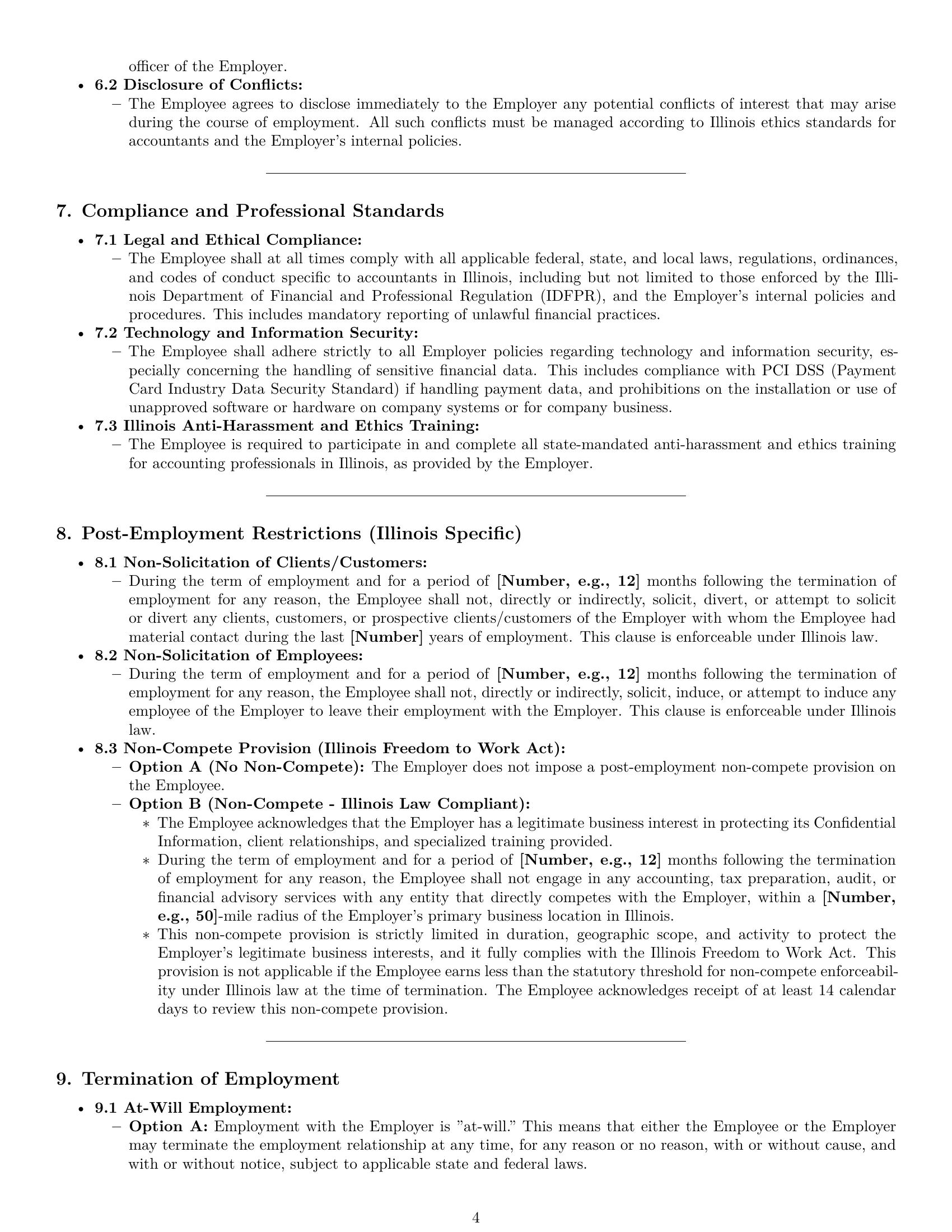Preview page 4 of Pro Illinois accountant employment contract template