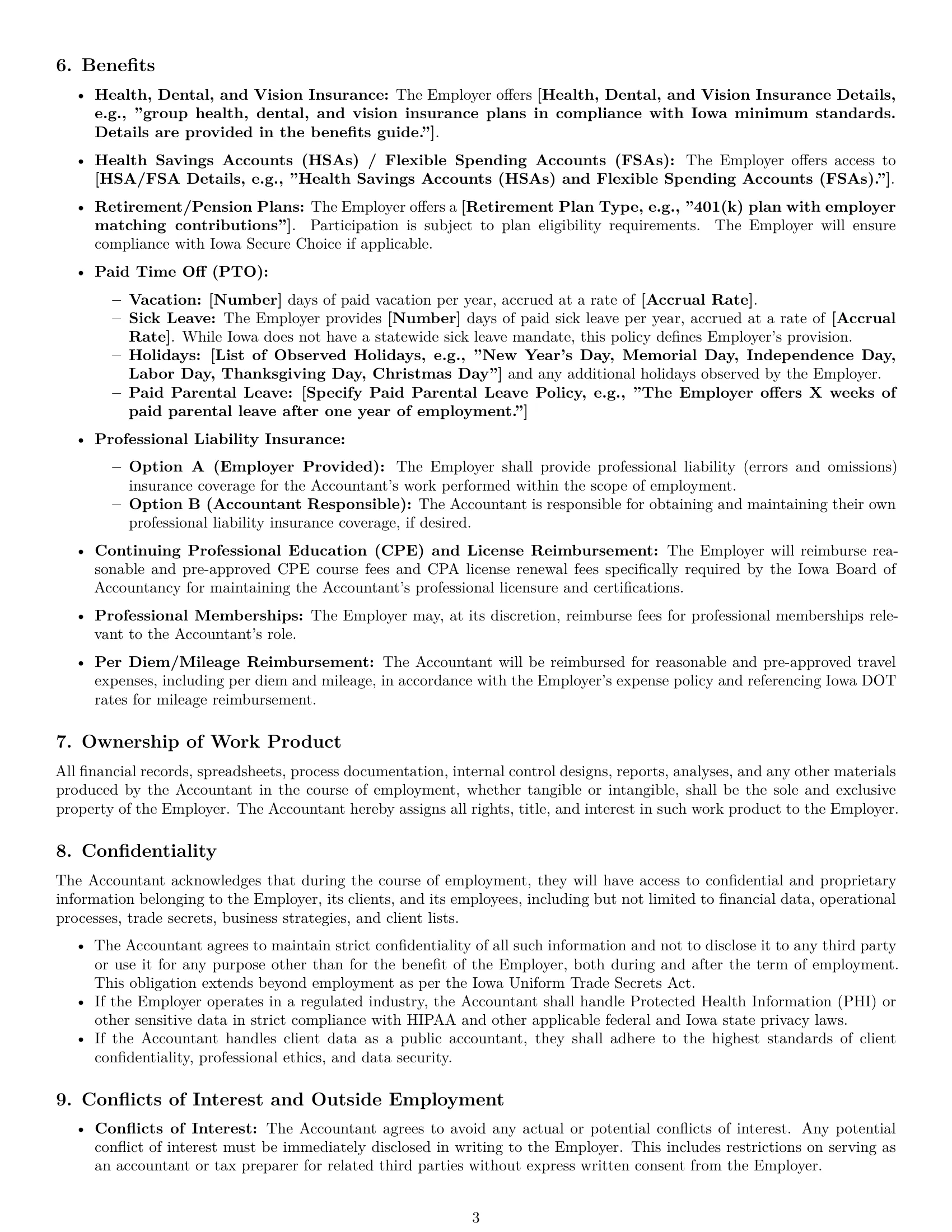 Preview page 3 of Pro Iowa accountant employment contract template
