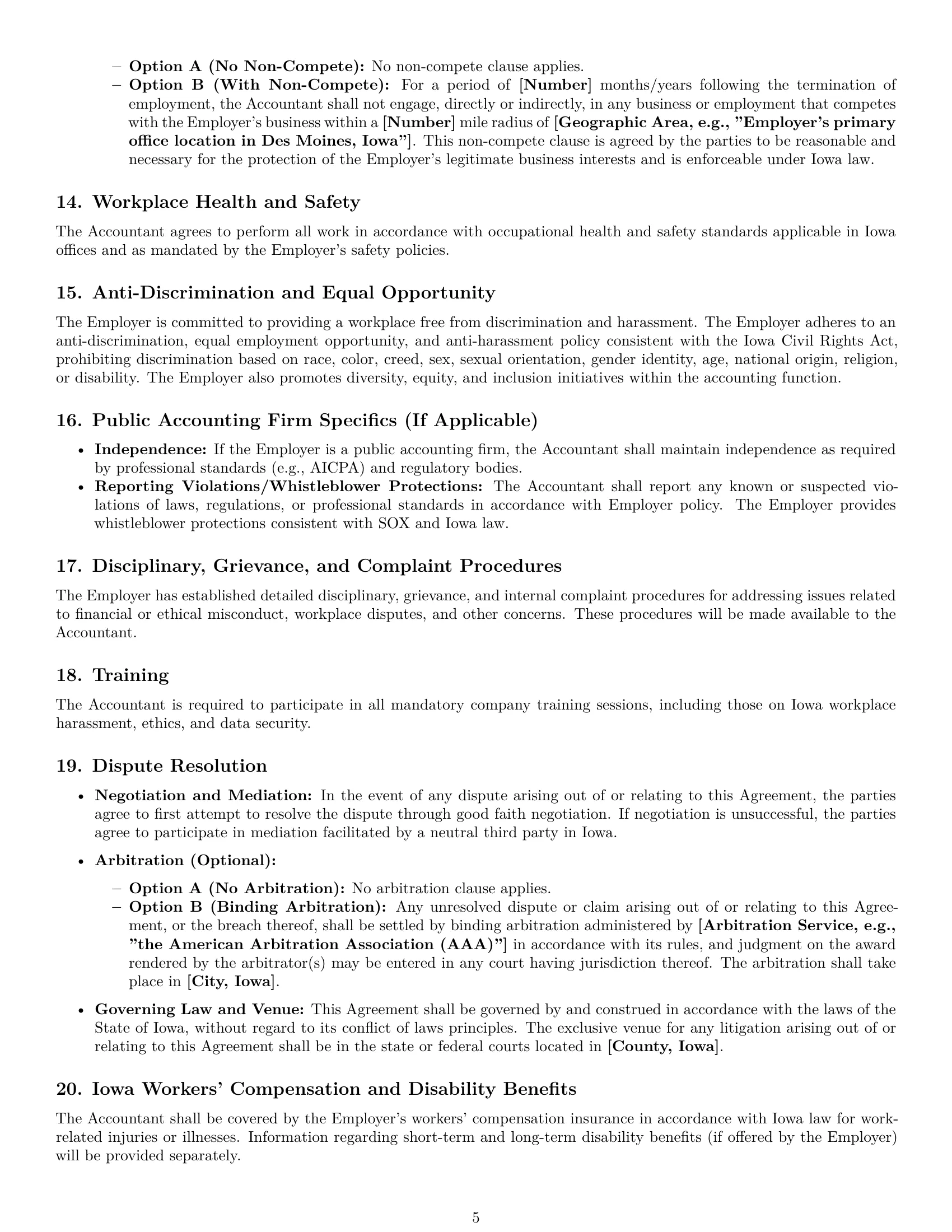 Preview page 5 of Pro Iowa accountant employment contract template