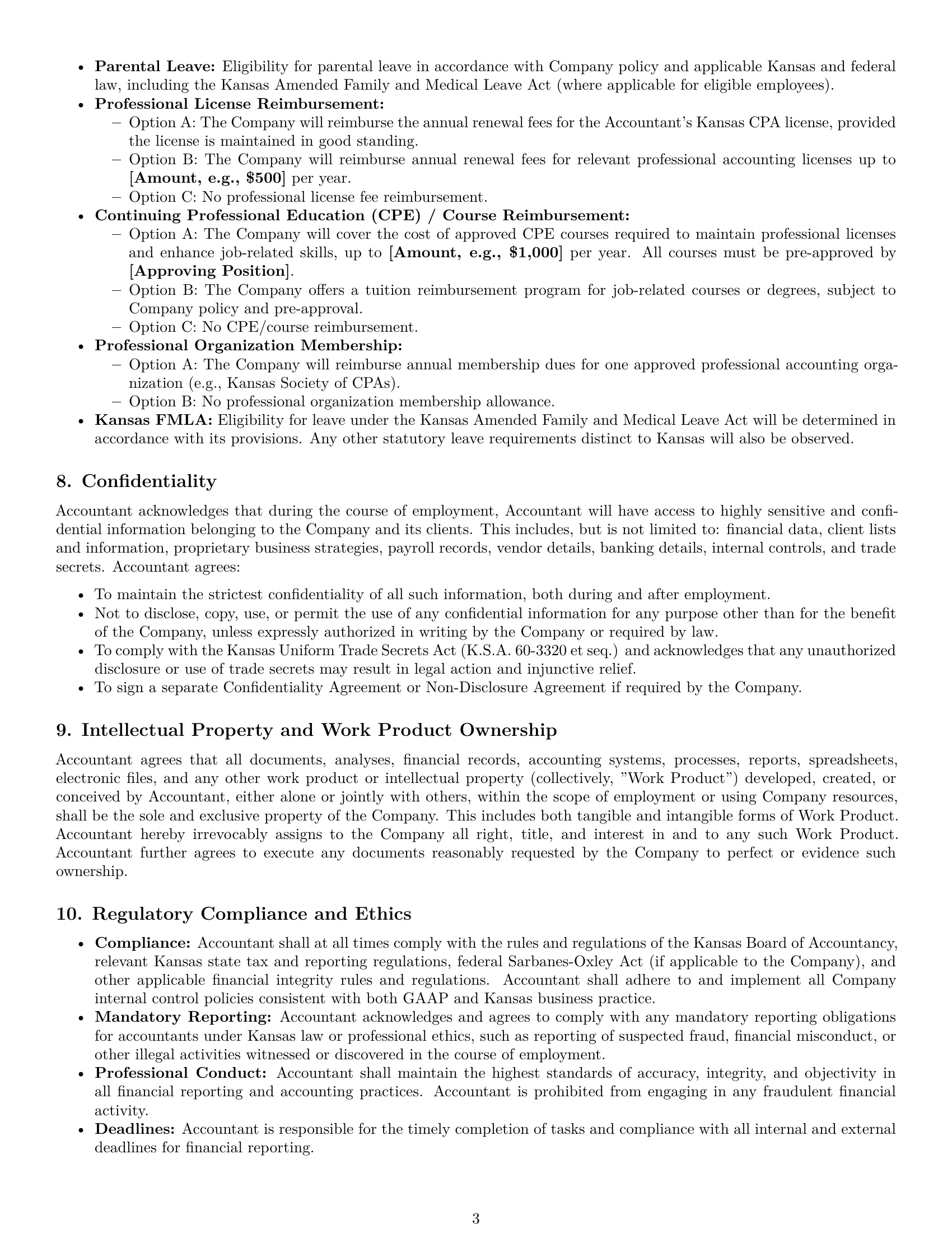 Preview page 3 of Pro Kansas accountant employment contract template