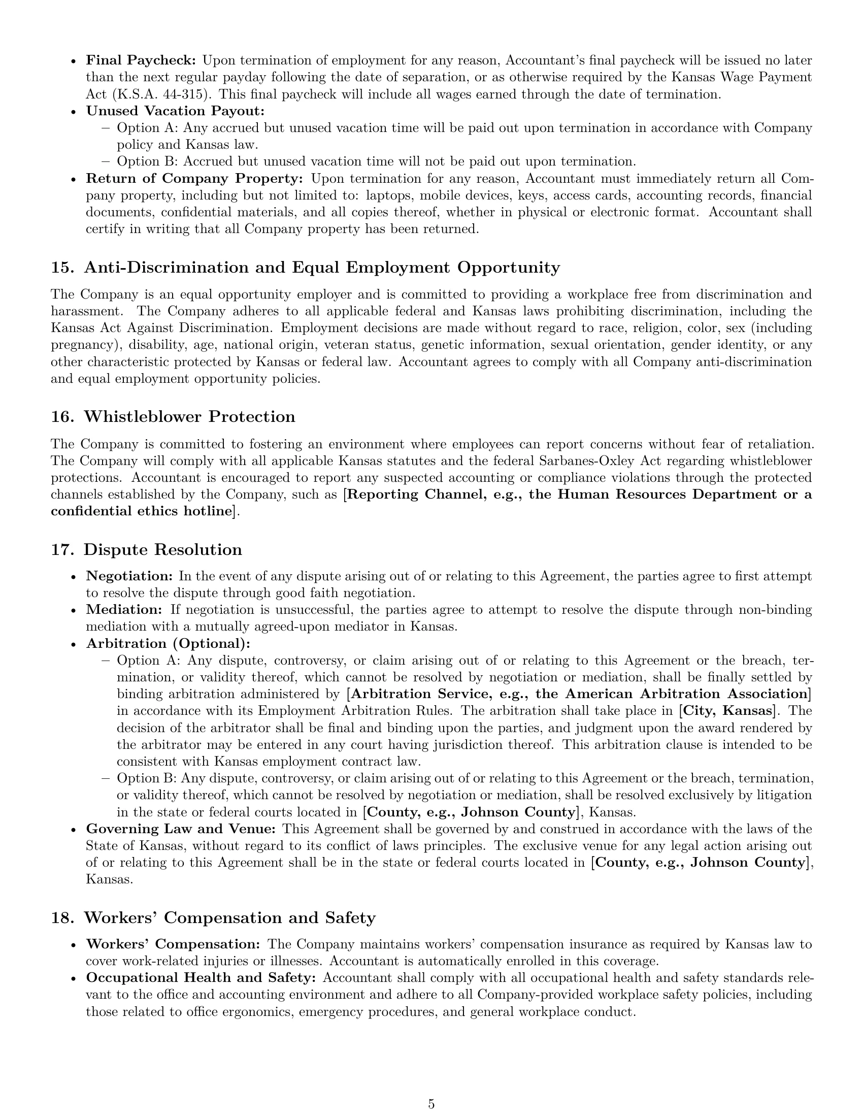 Preview page 5 of Pro Kansas accountant employment contract template