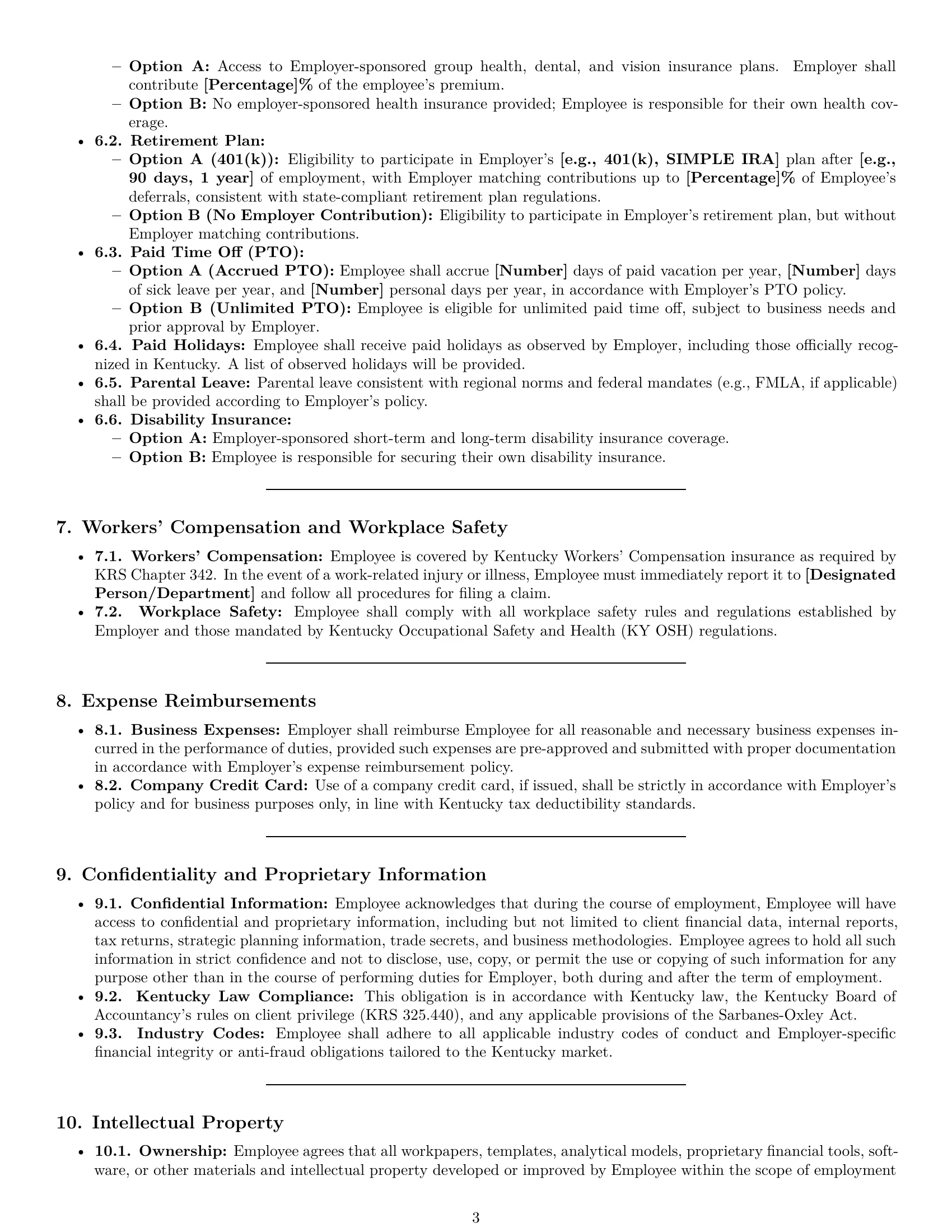 Preview page 3 of Pro Kentucky accountant employment contract template