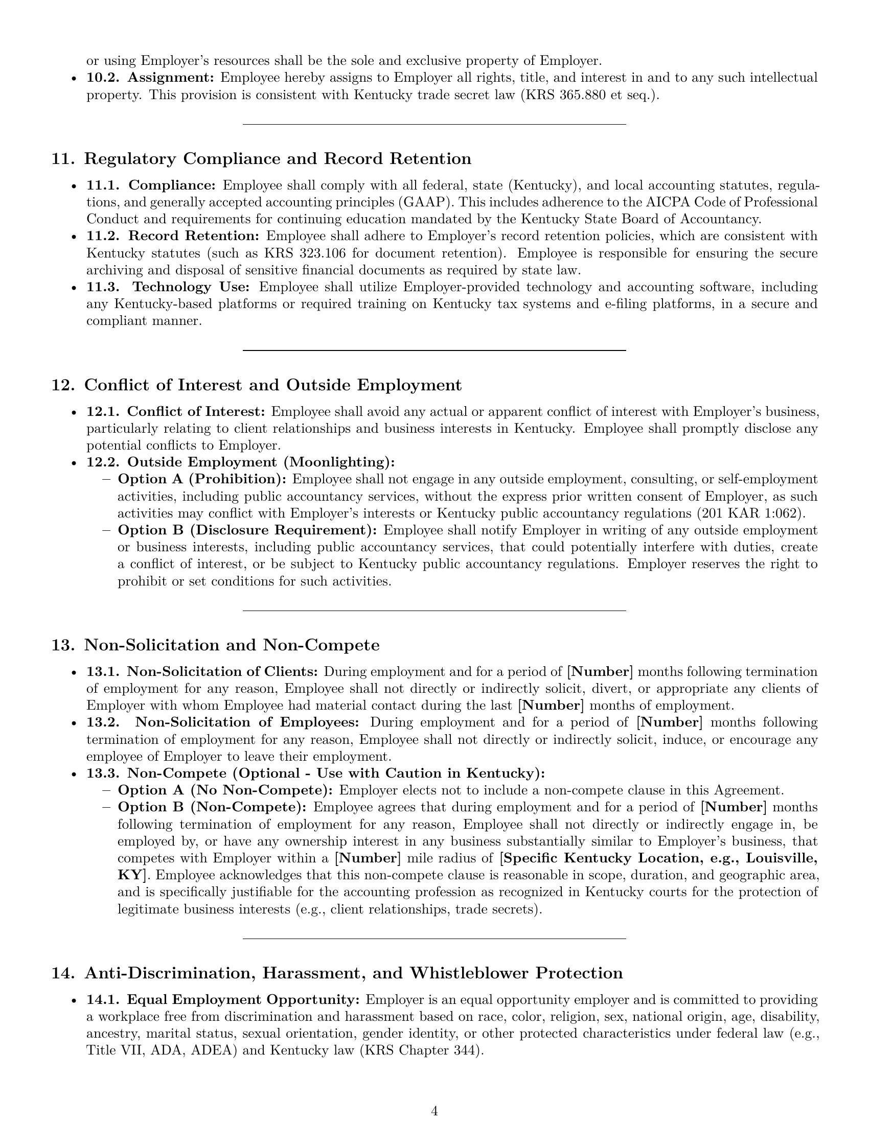 Preview page 4 of Pro Kentucky accountant employment contract template
