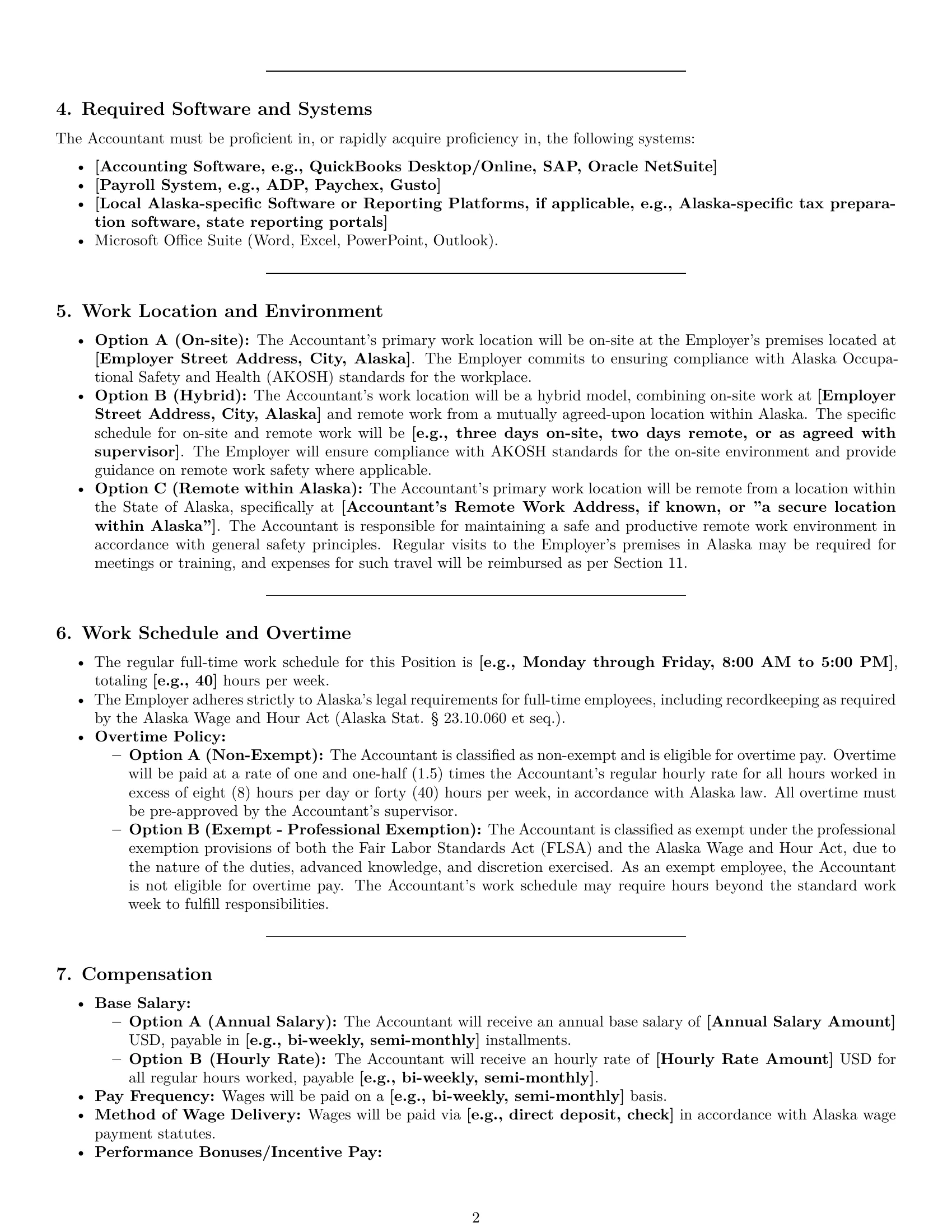 Preview page 2 of Pro Alaska accountant employment contract template