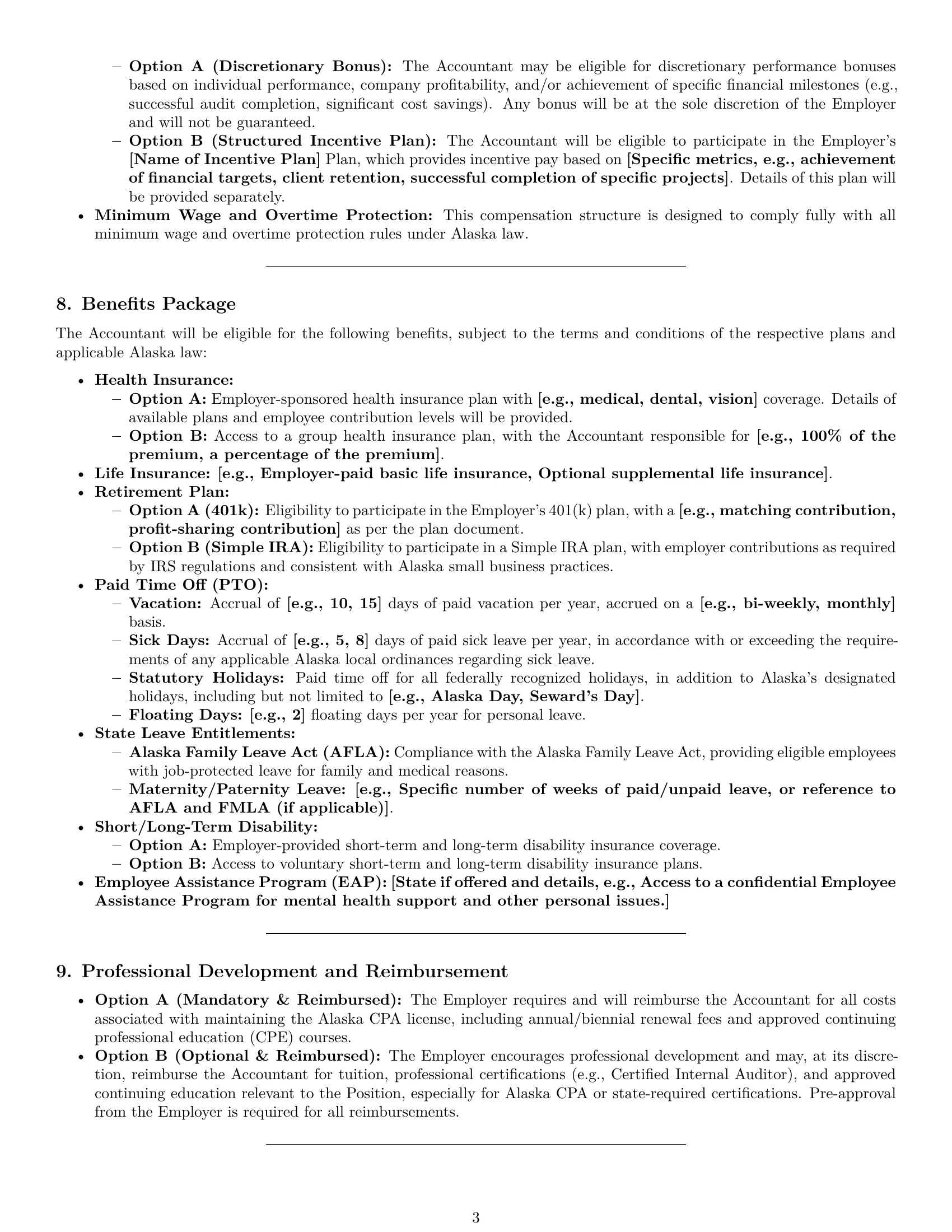 Preview page 3 of Pro Alaska accountant employment contract template