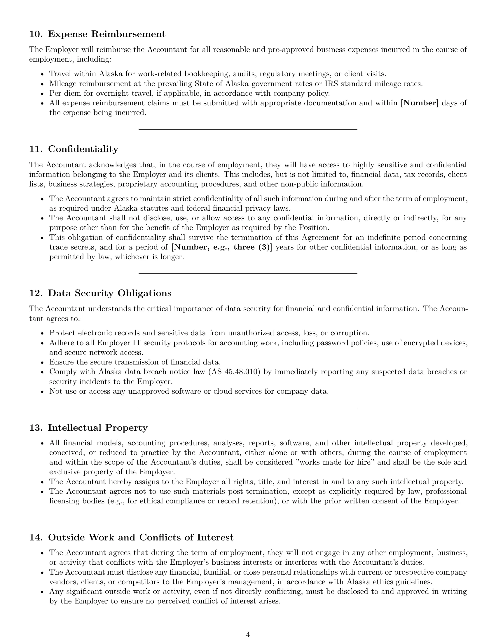 Preview page 4 of Pro Alaska accountant employment contract template
