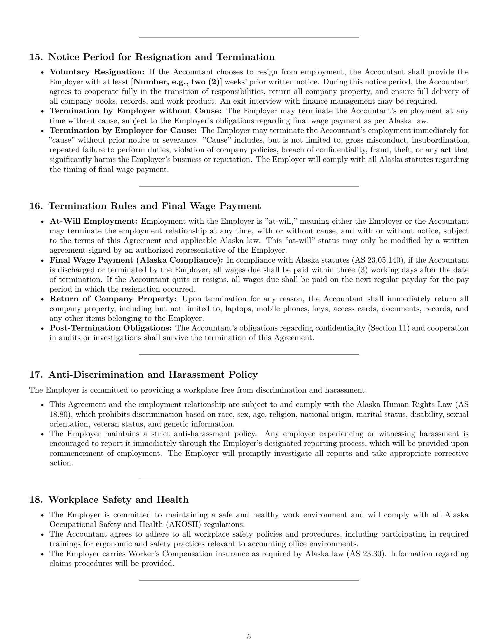 Preview page 5 of Pro Alaska accountant employment contract template