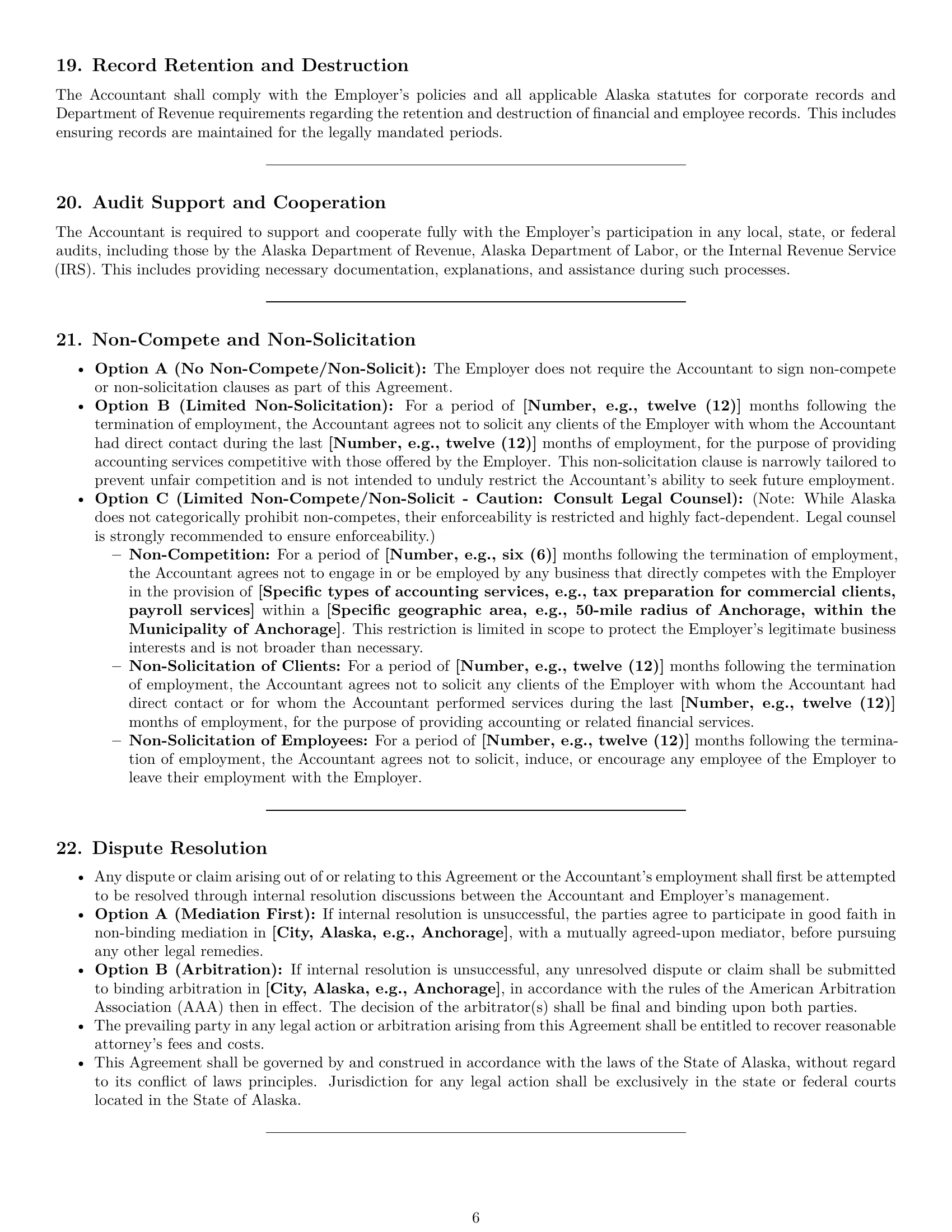 Preview page 6 of Pro Alaska accountant employment contract template