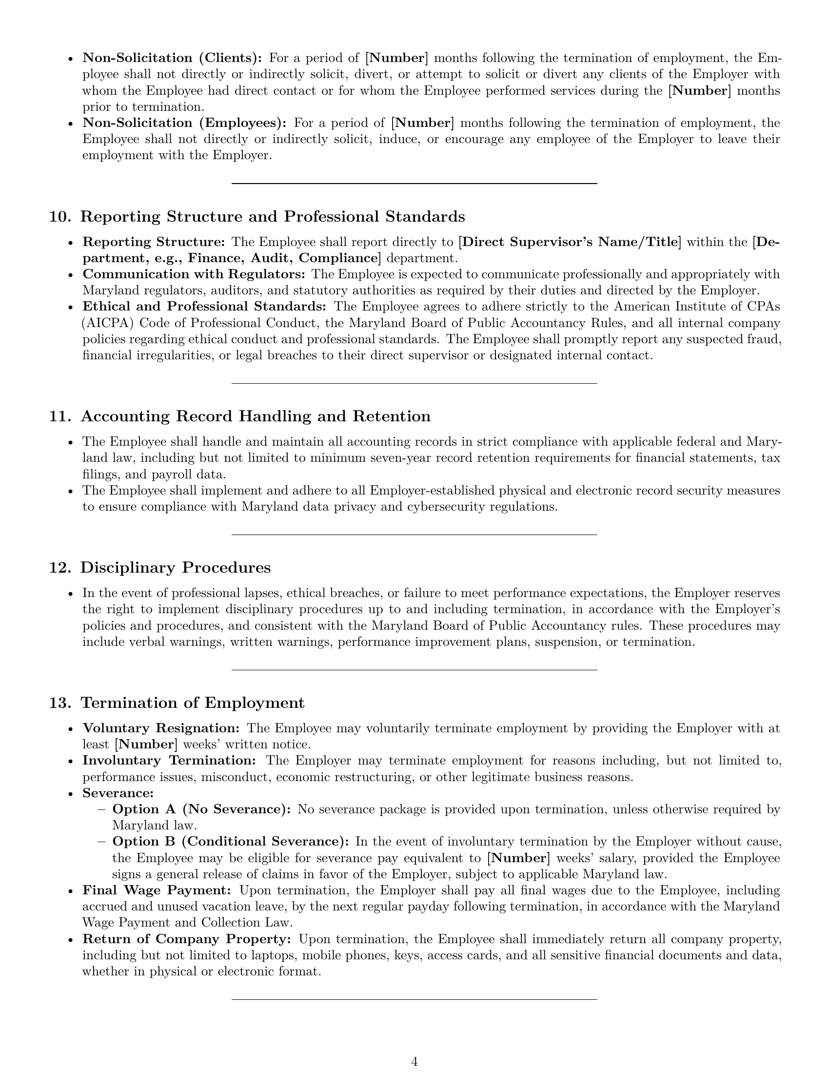 Preview page 4 of Pro Maryland accountant employment contract template