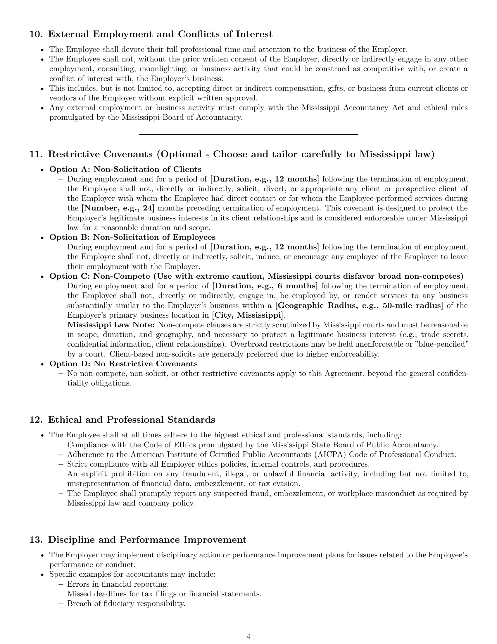 Preview page 4 of Pro Mississippi accountant employment contract template