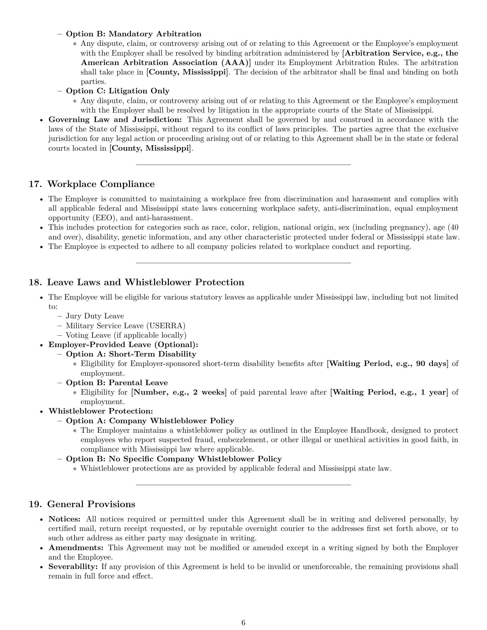 Preview page 6 of Pro Mississippi accountant employment contract template