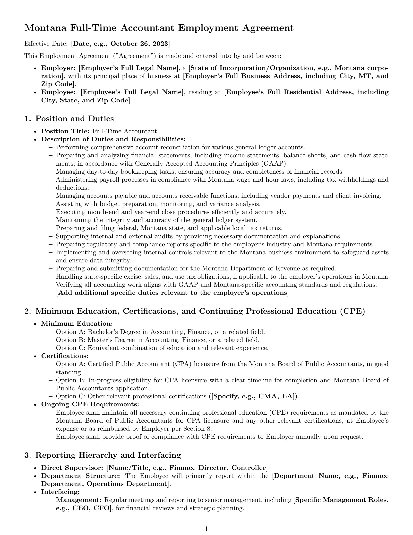 Preview page 1 of Pro Montana accountant employment contract template