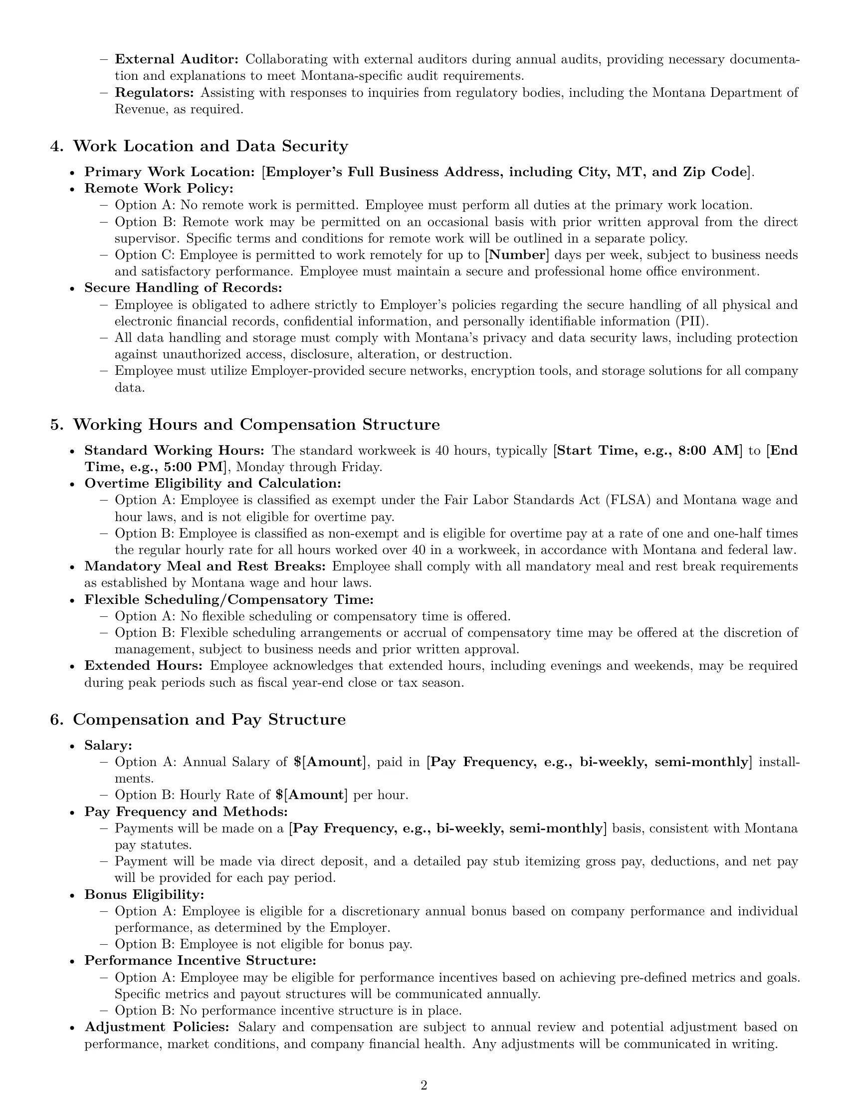 Preview page 2 of Pro Montana accountant employment contract template
