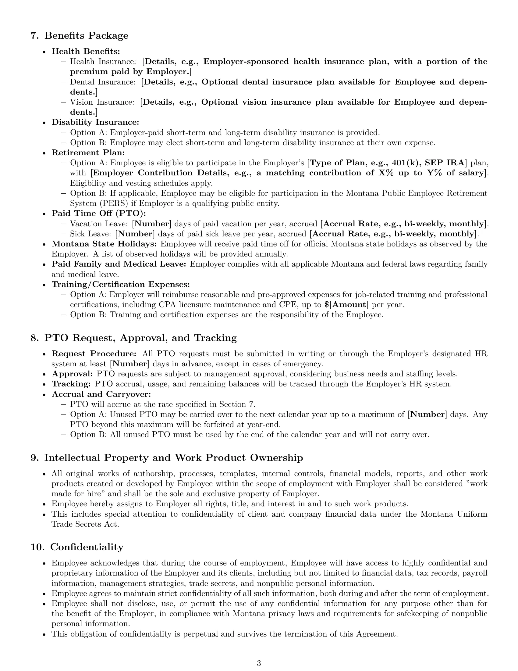Preview page 3 of Pro Montana accountant employment contract template
