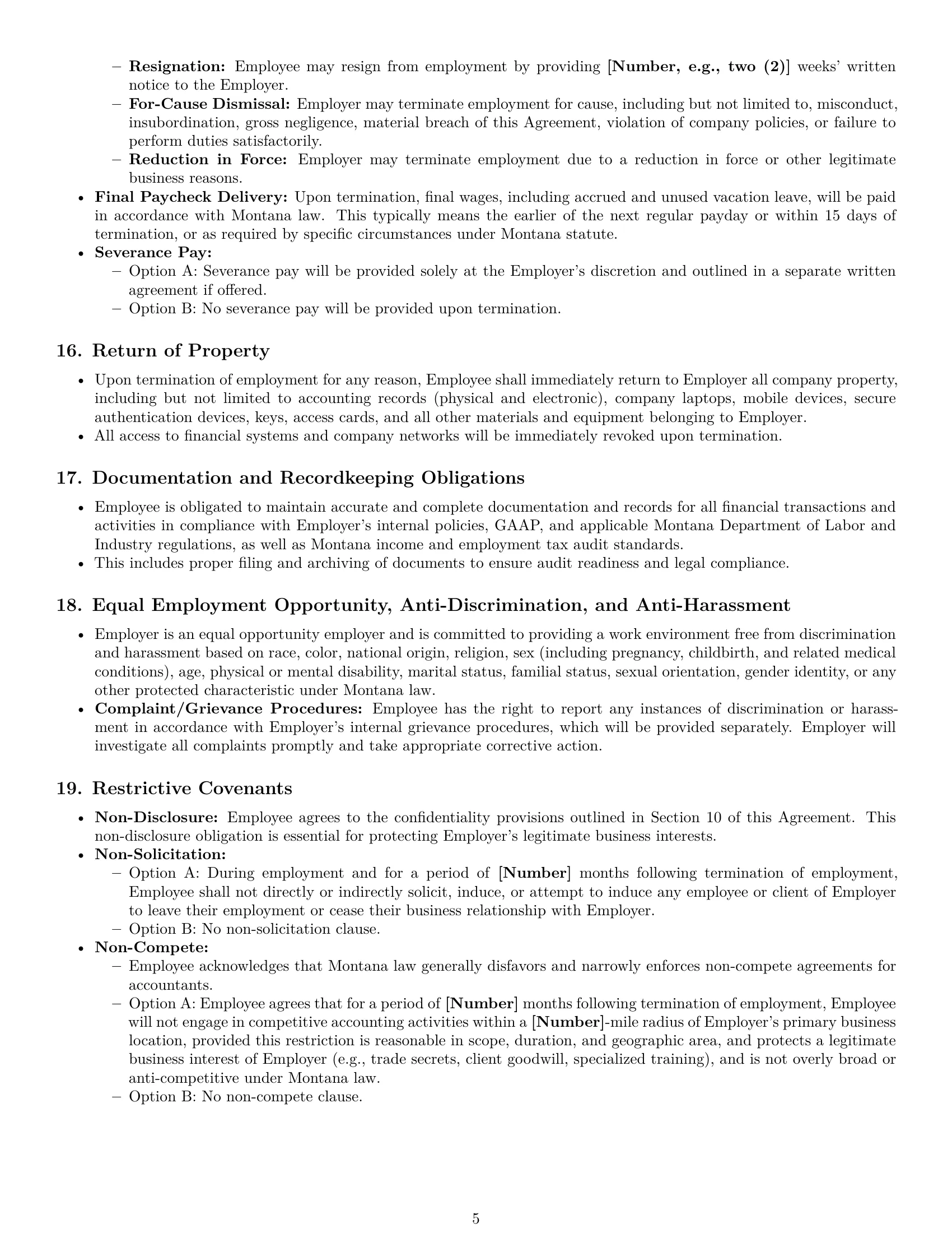 Preview page 5 of Pro Montana accountant employment contract template