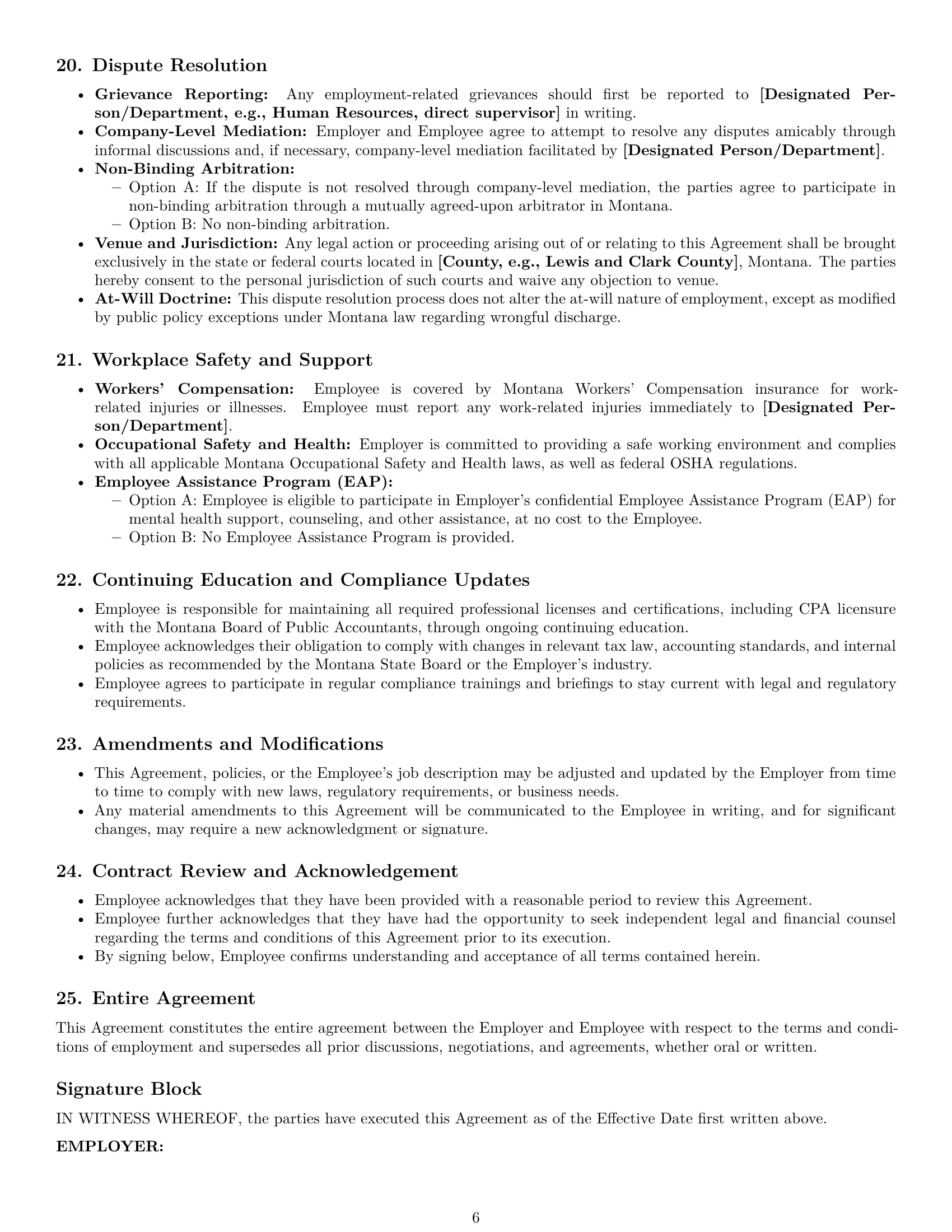 Preview page 6 of Pro Montana accountant employment contract template