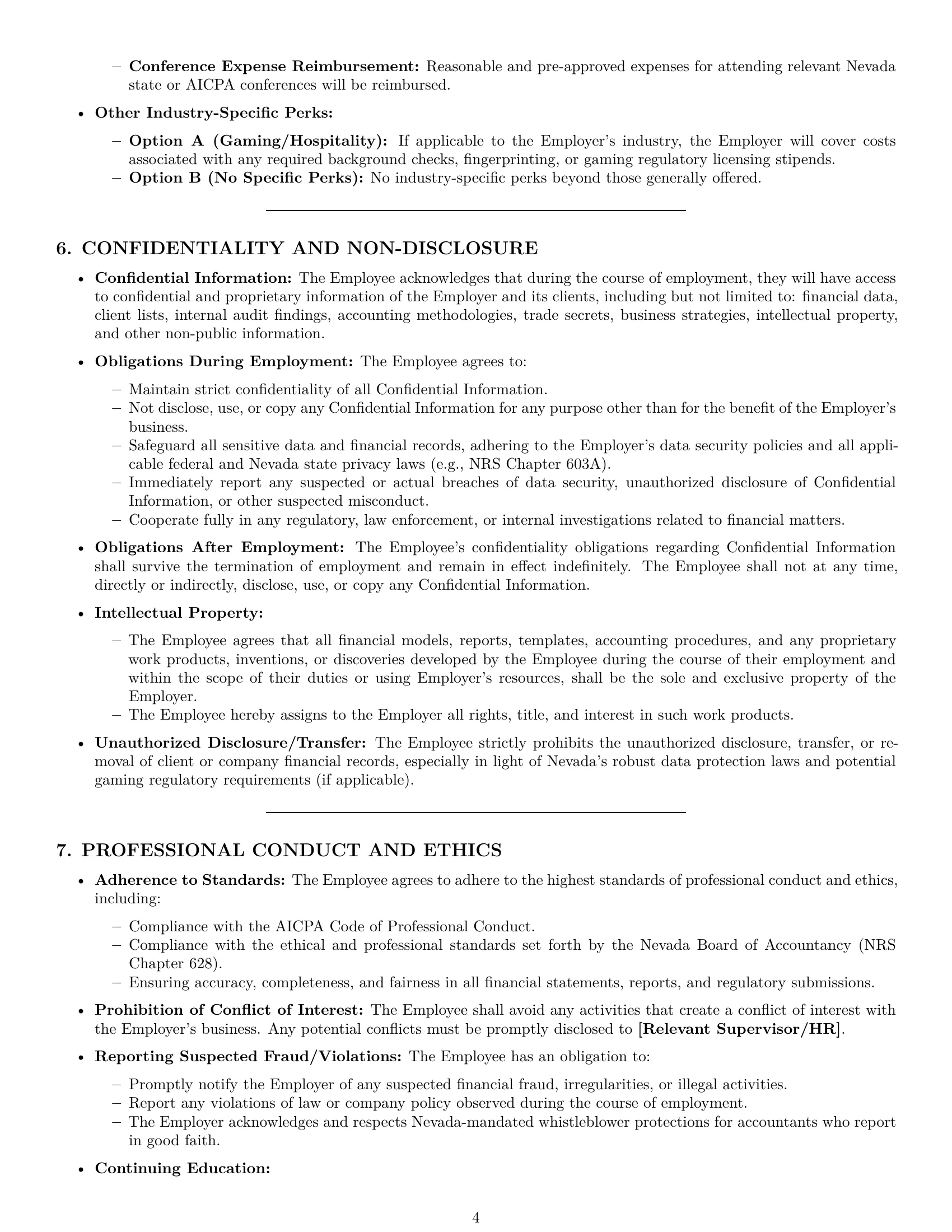 Preview page 4 of Pro Nevada accountant employment contract template