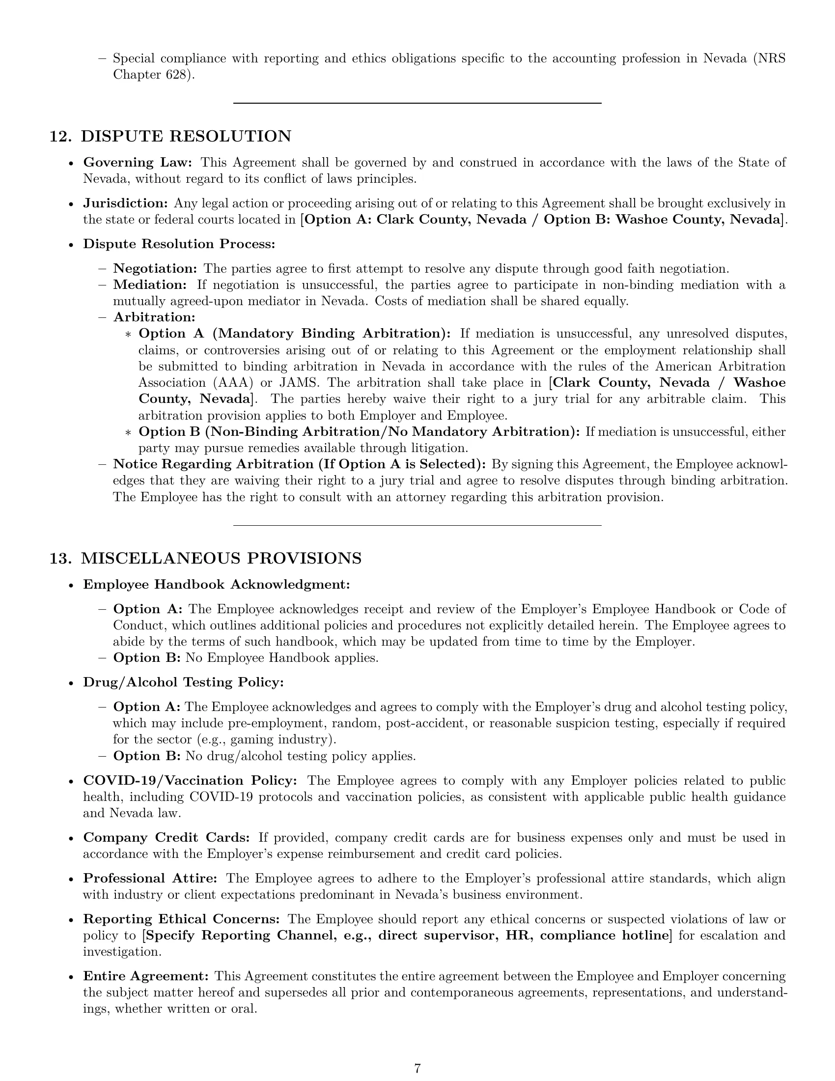Preview page 7 of Pro Nevada accountant employment contract template