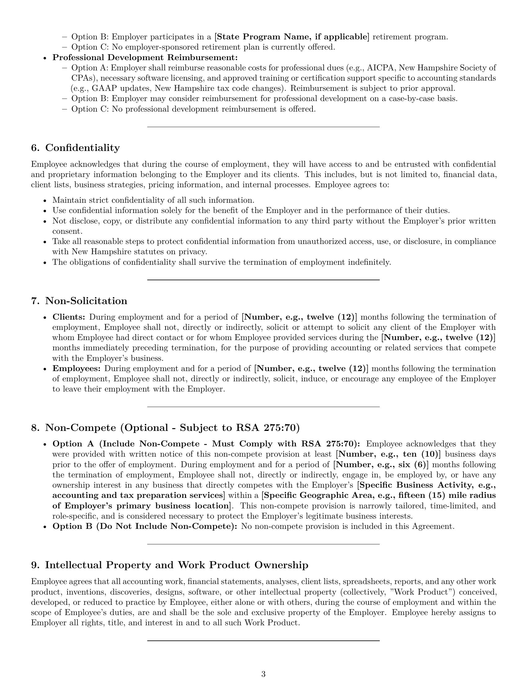 Preview page 3 of Pro New Hampshire accountant employment contract template