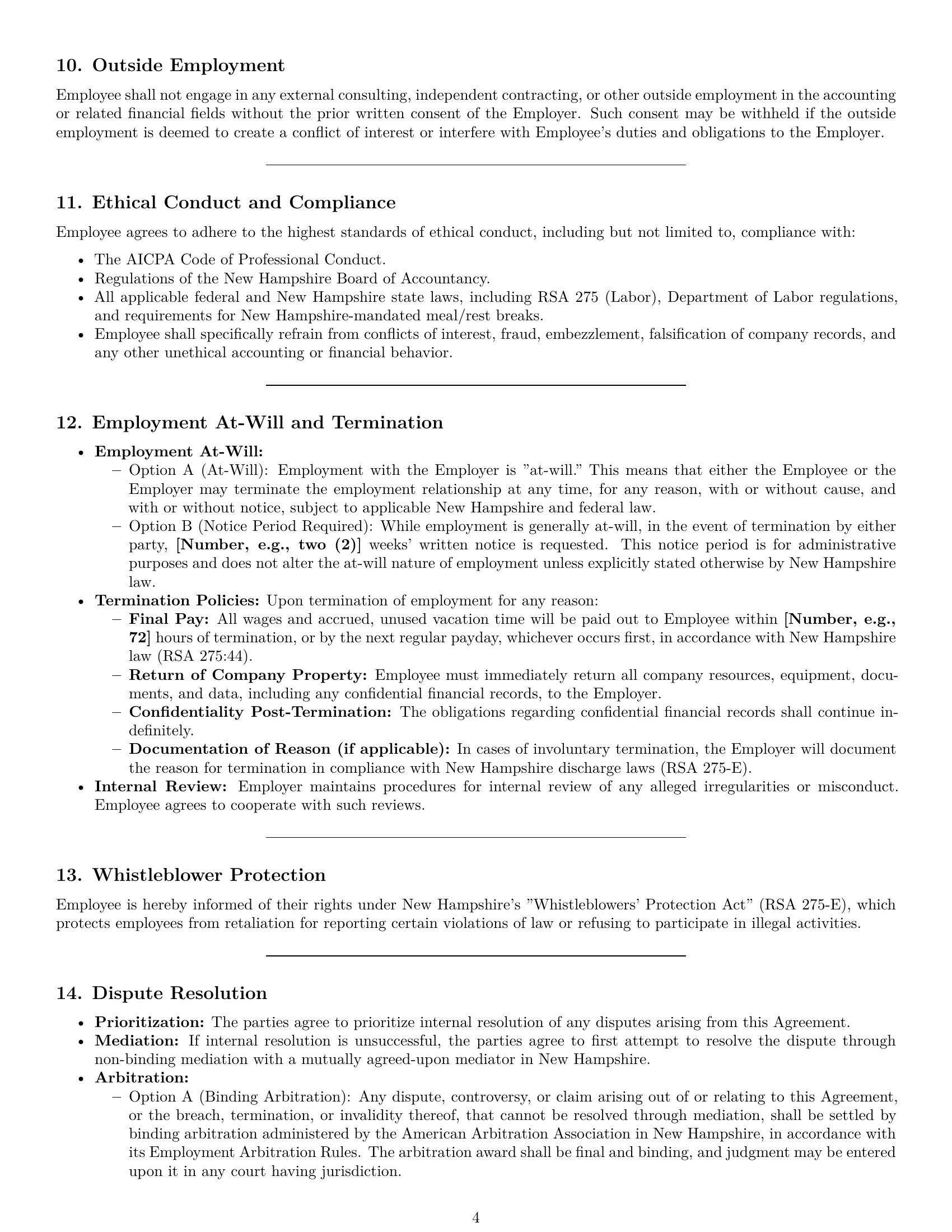 Preview page 4 of Pro New Hampshire accountant employment contract template