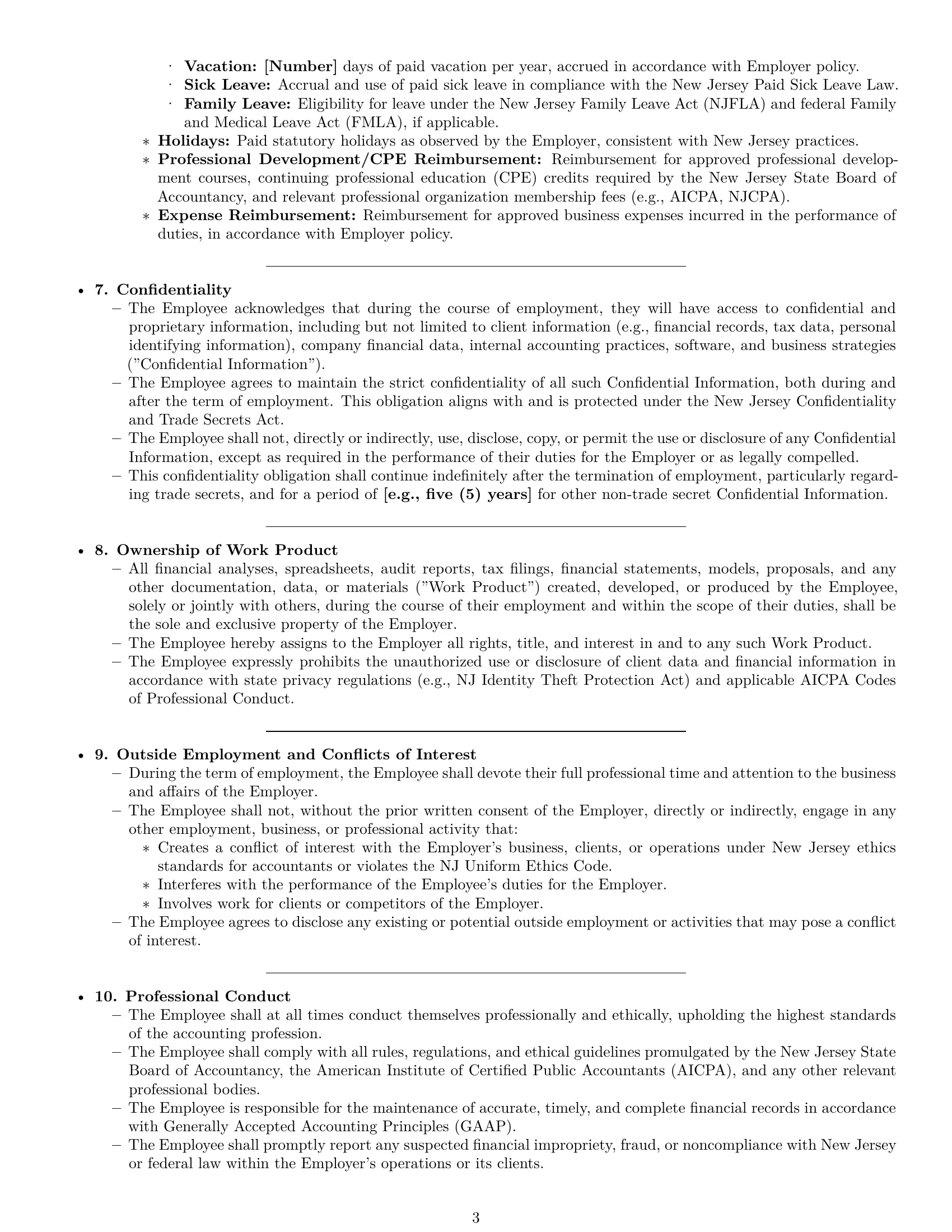 Preview page 3 of Pro New Jersey accountant employment contract template