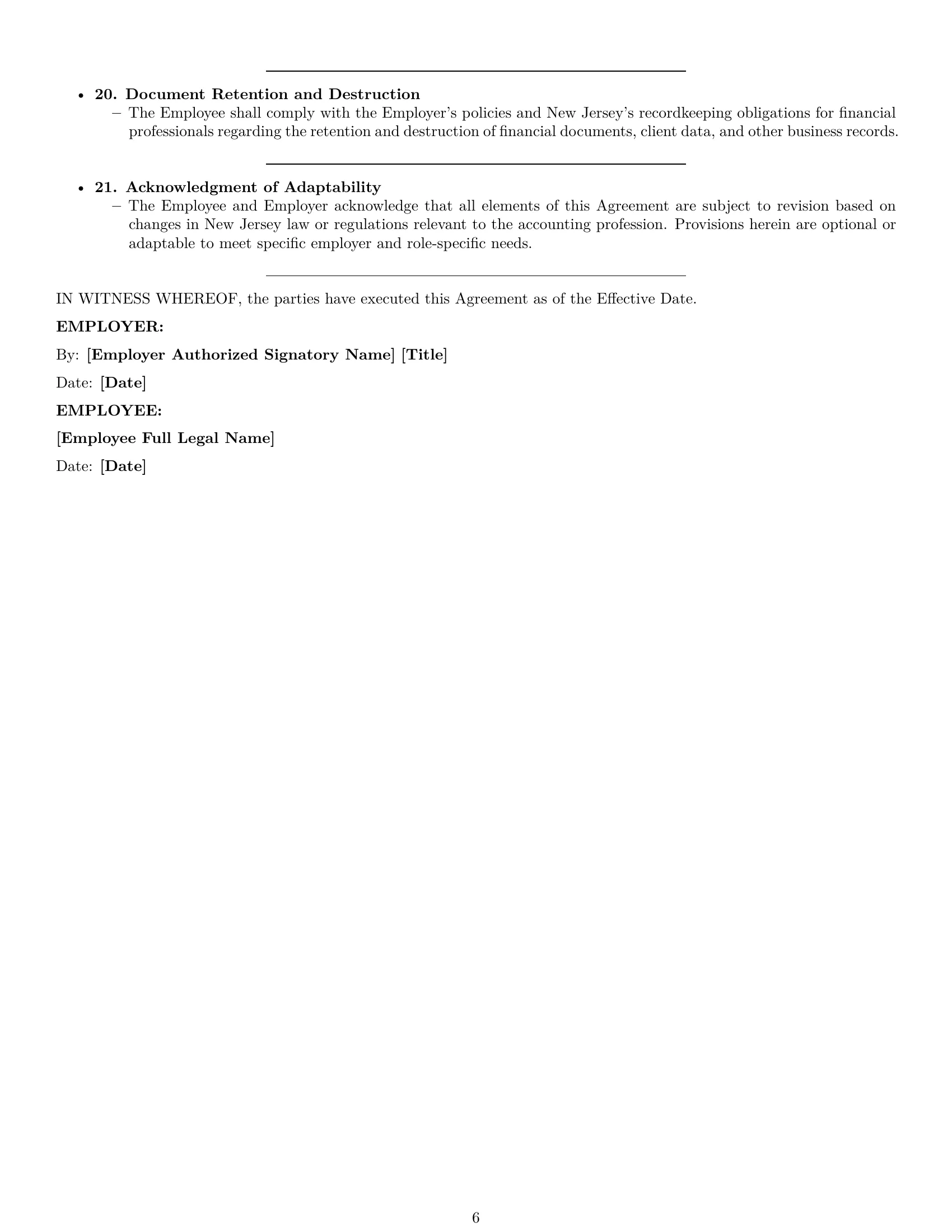 Preview page 6 of Pro New Jersey accountant employment contract template