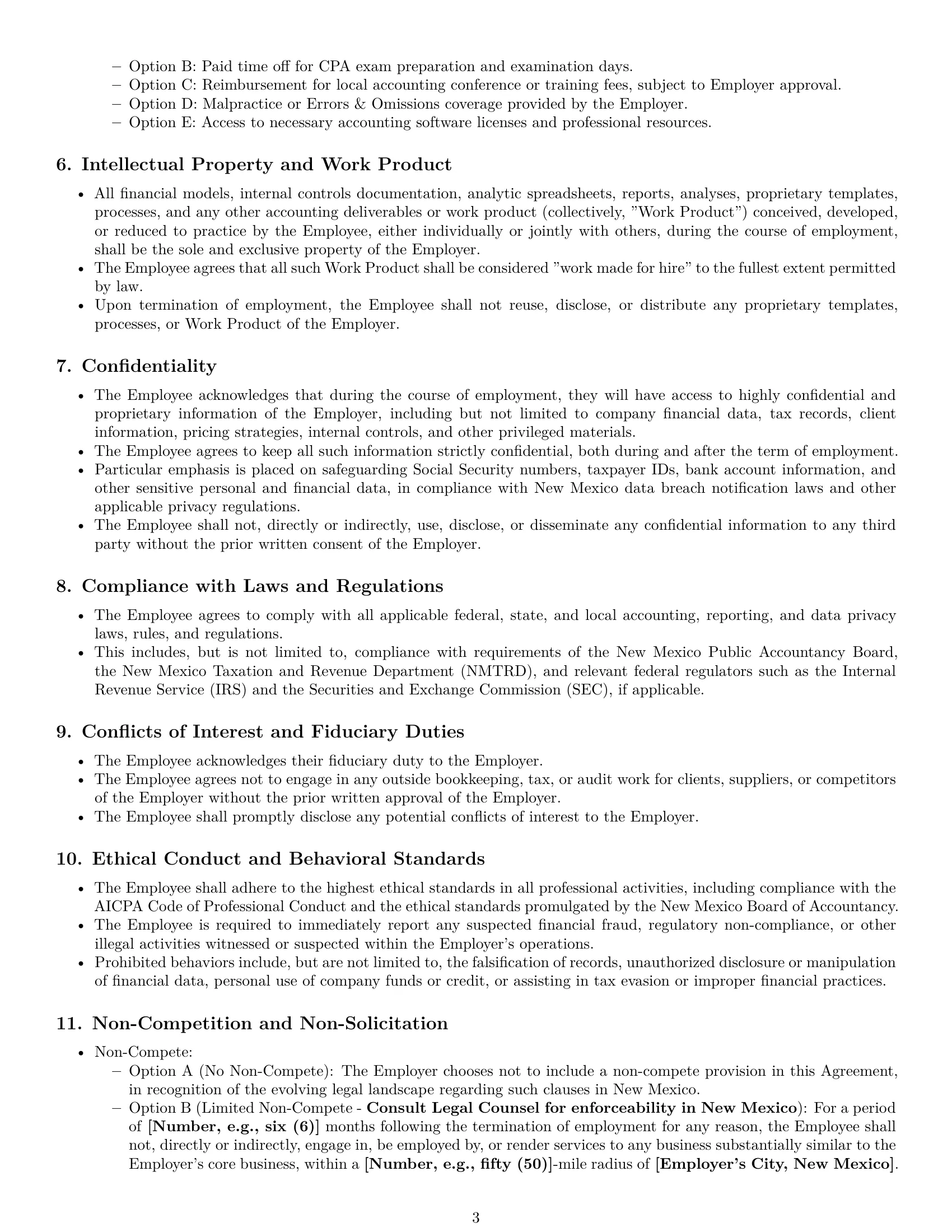 Preview page 3 of Pro New Mexico accountant employment contract template