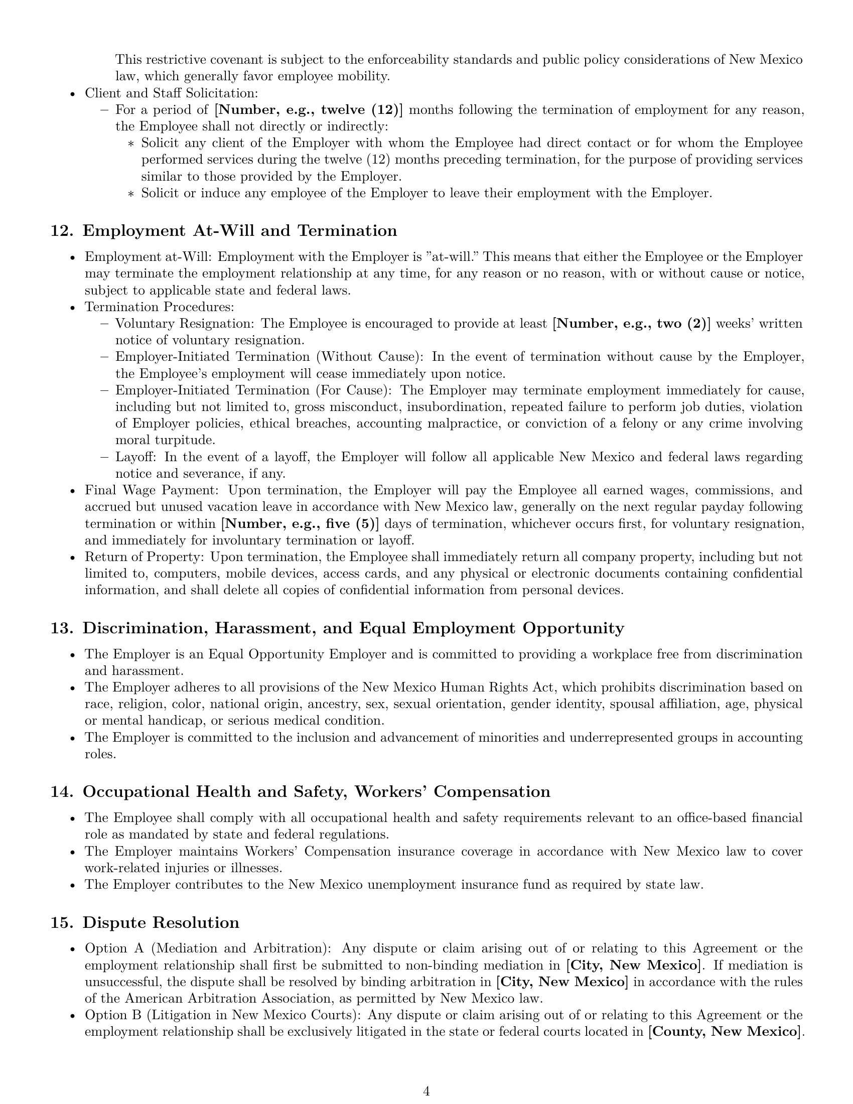 Preview page 4 of Pro New Mexico accountant employment contract template