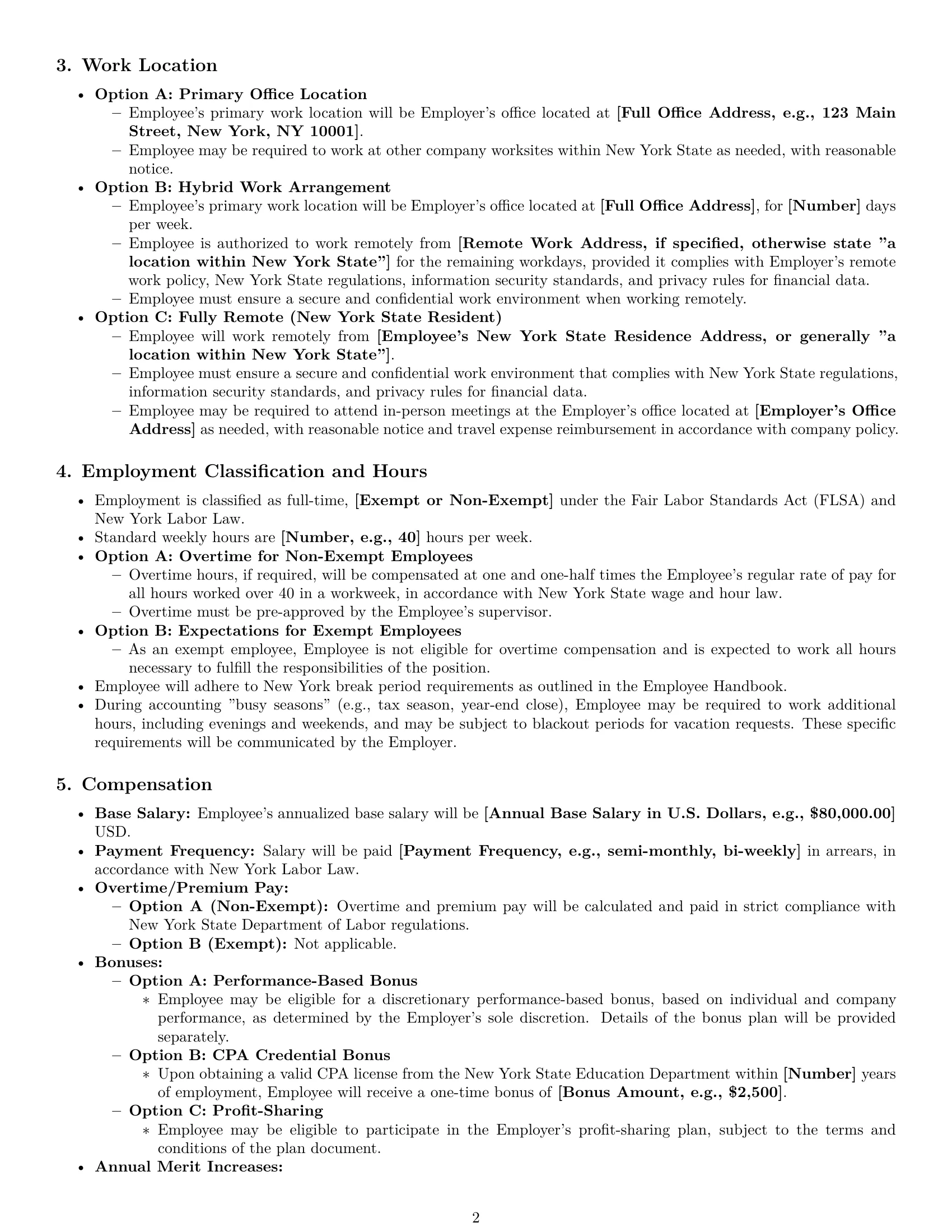 Preview page 2 of Pro New York accountant employment contract template