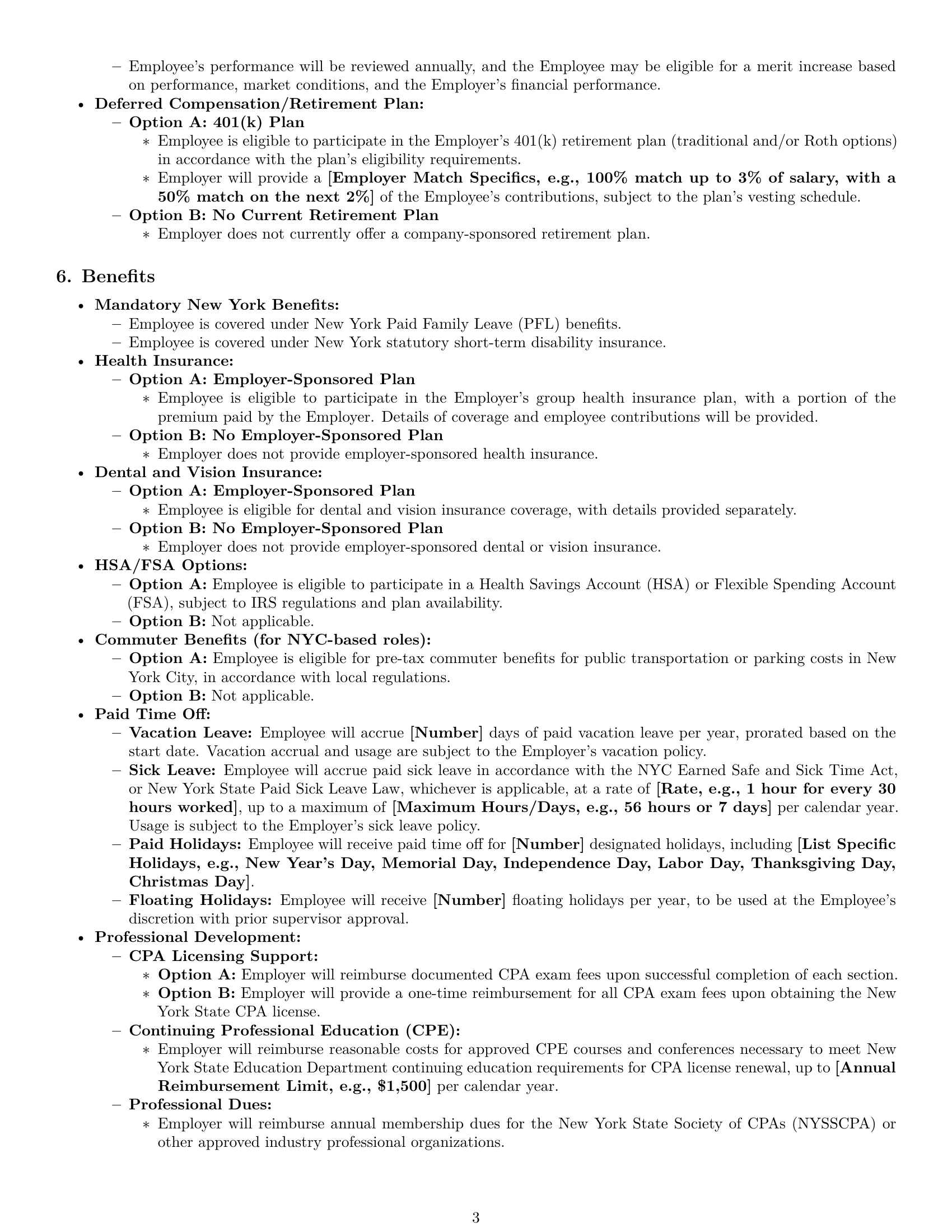 Preview page 3 of Pro New York accountant employment contract template