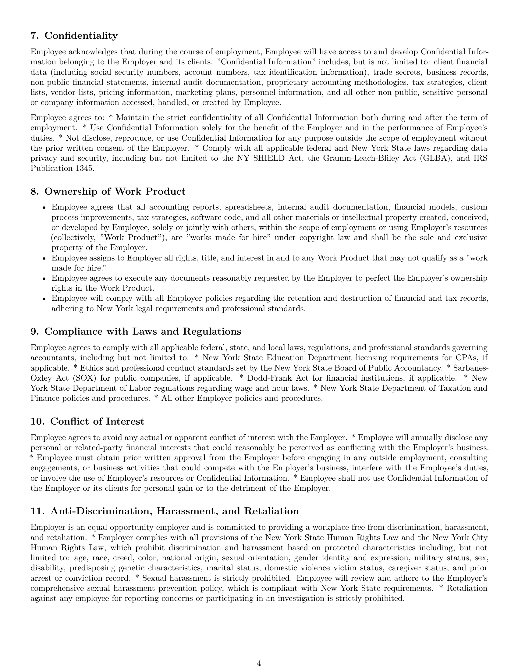 Preview page 4 of Pro New York accountant employment contract template