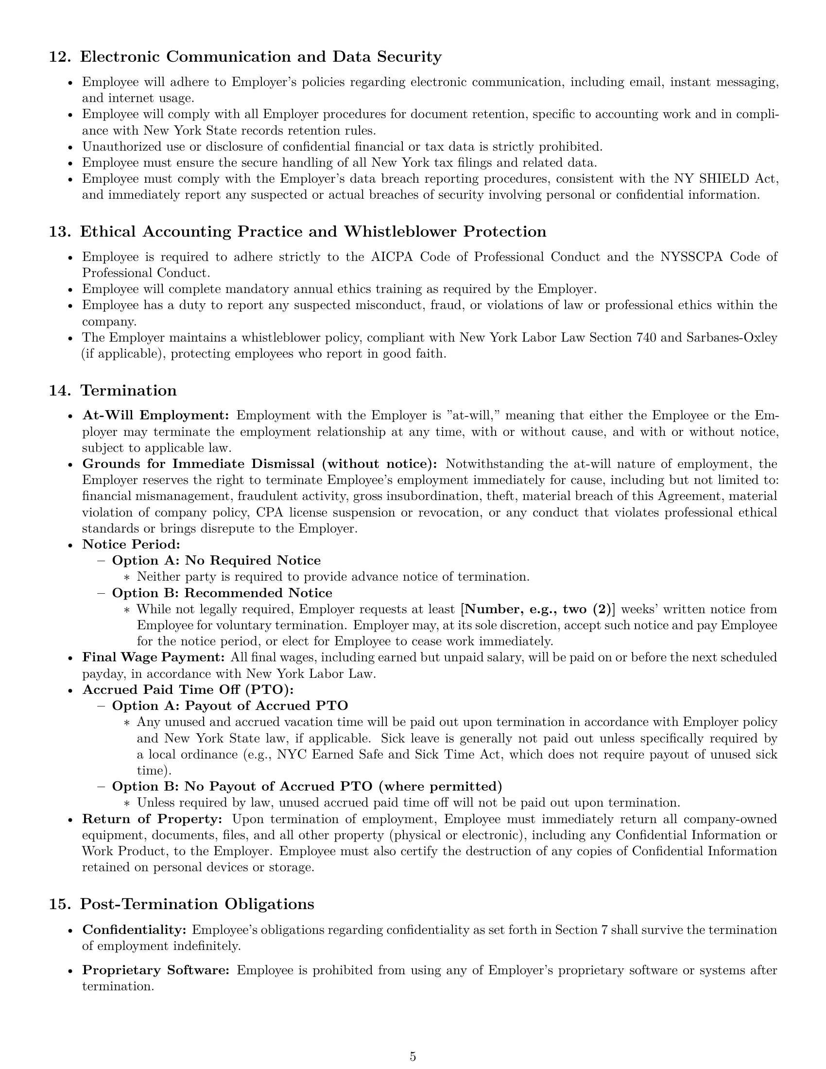 Preview page 5 of Pro New York accountant employment contract template