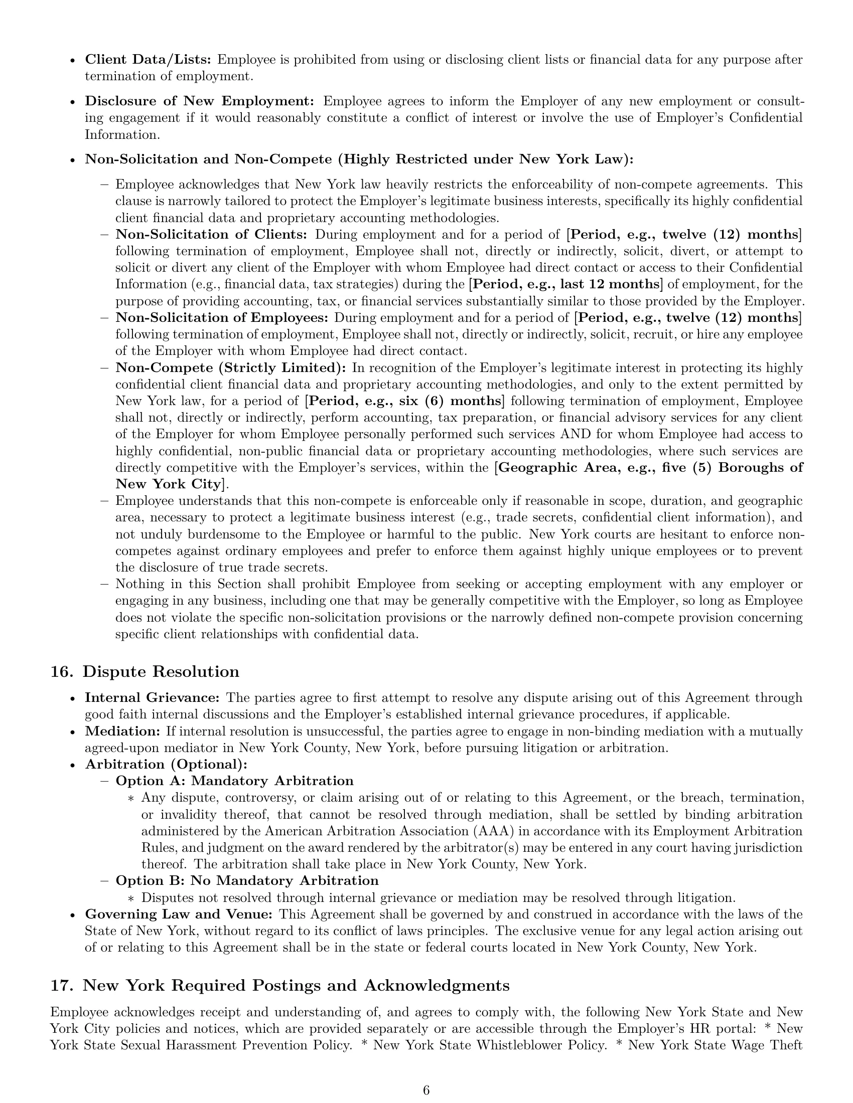 Preview page 6 of Pro New York accountant employment contract template