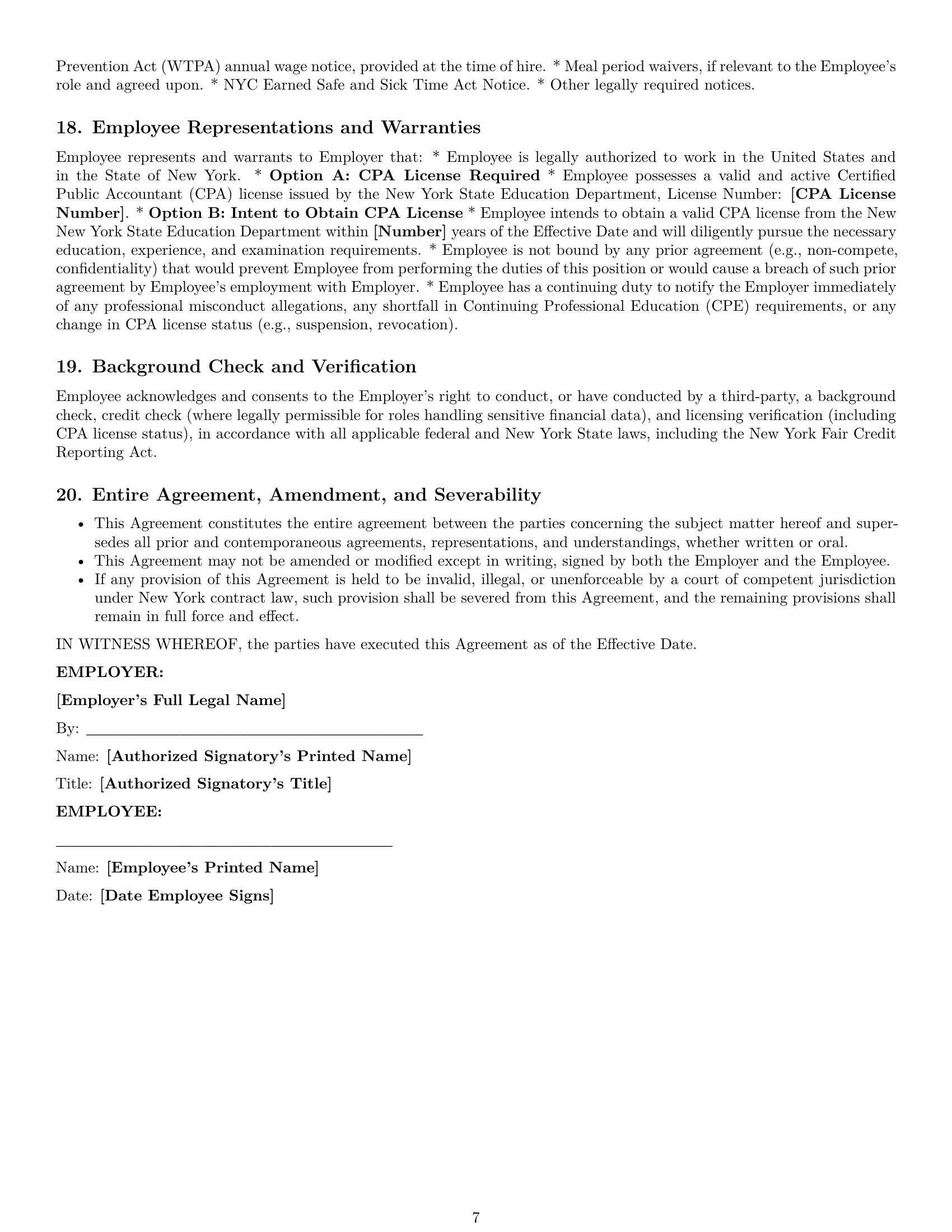 Preview page 7 of Pro New York accountant employment contract template
