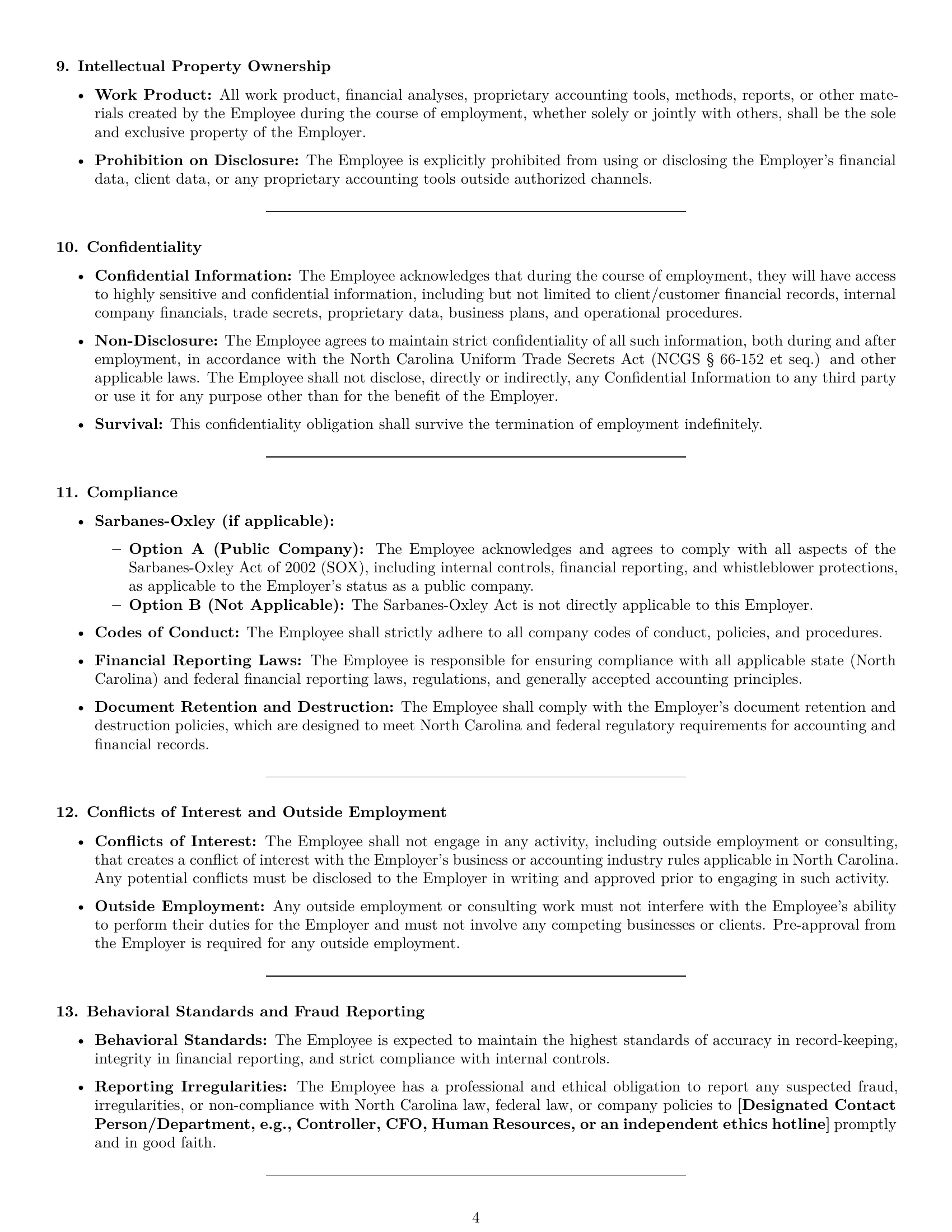 Preview page 4 of Pro North Carolina accountant employment contract template