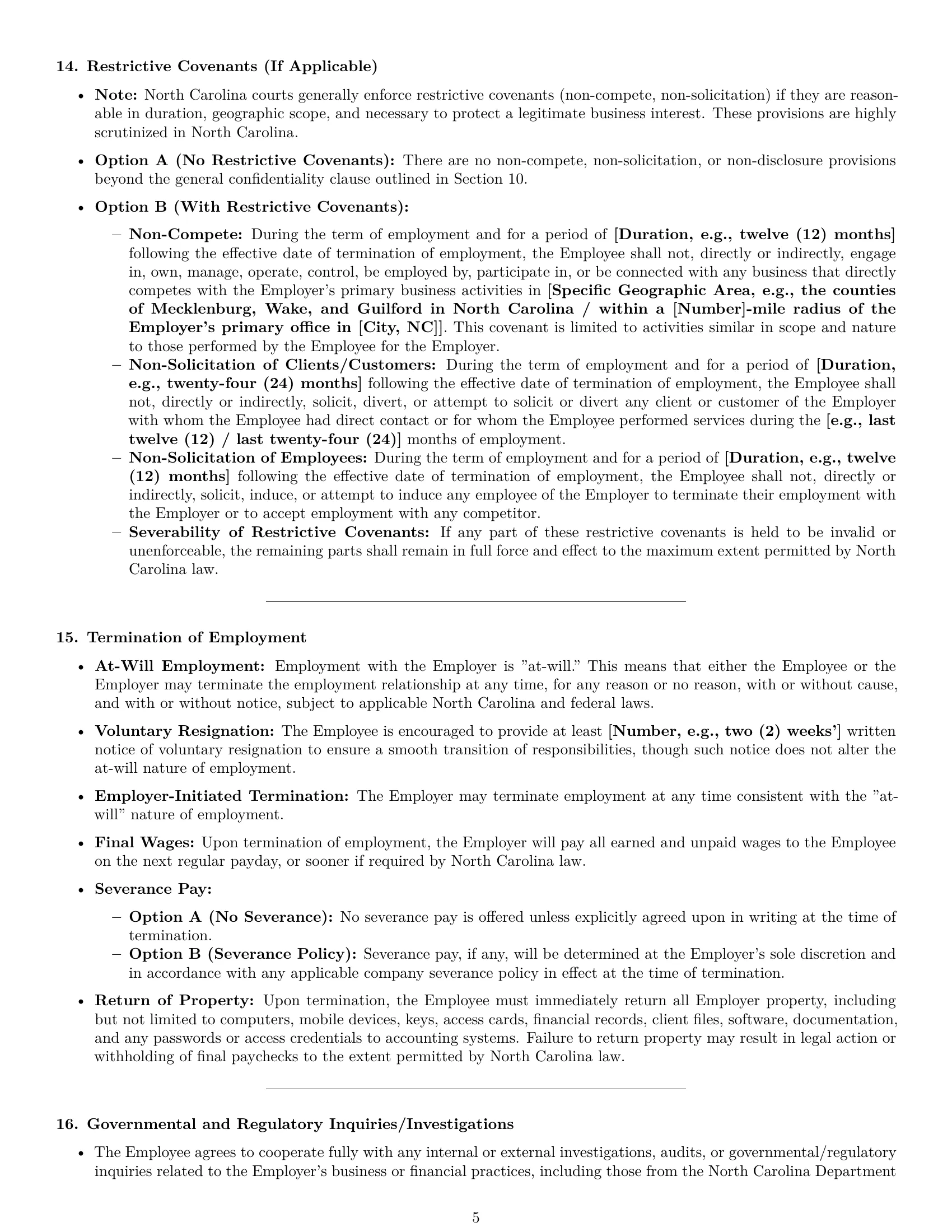 Preview page 5 of Pro North Carolina accountant employment contract template