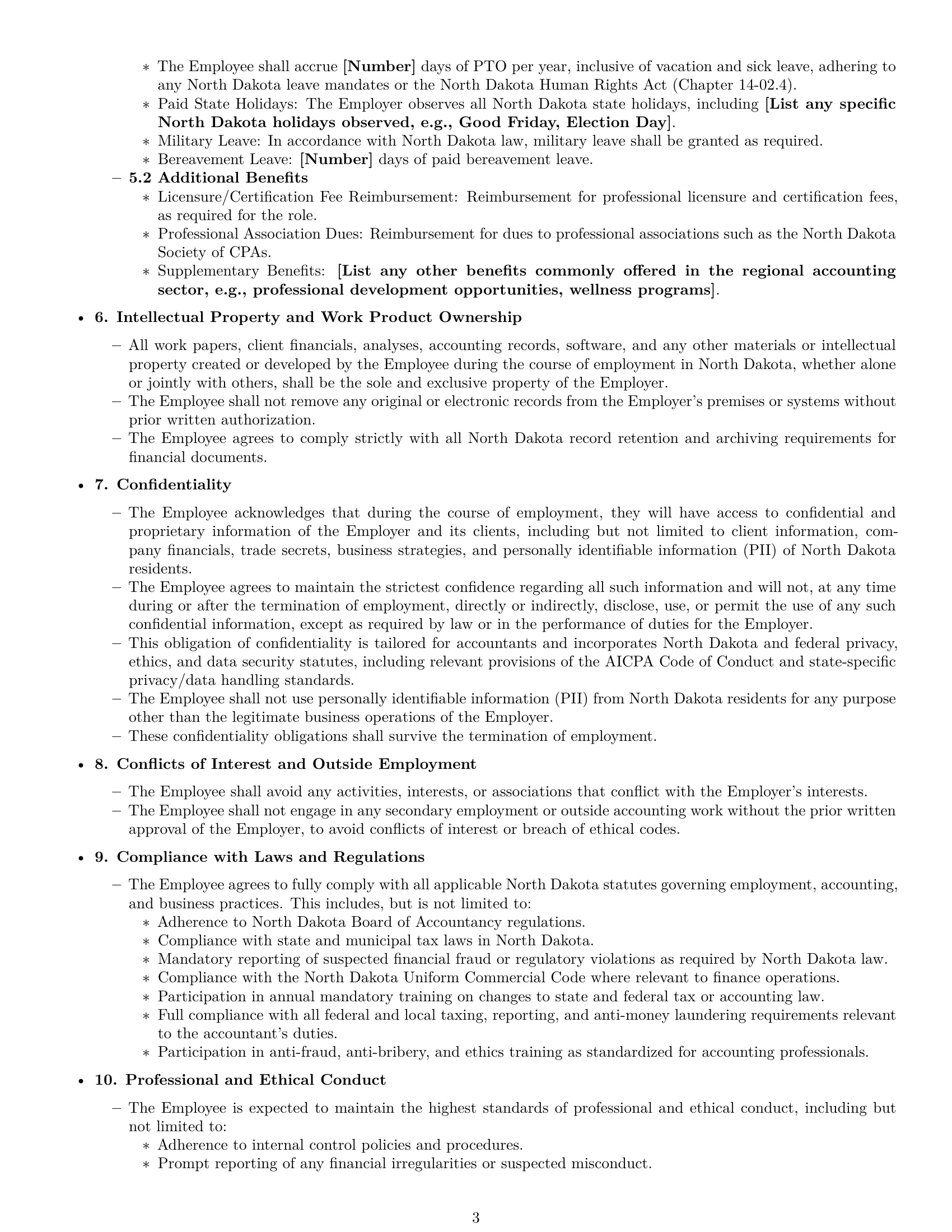 Preview page 3 of Pro North Dakota accountant employment contract template